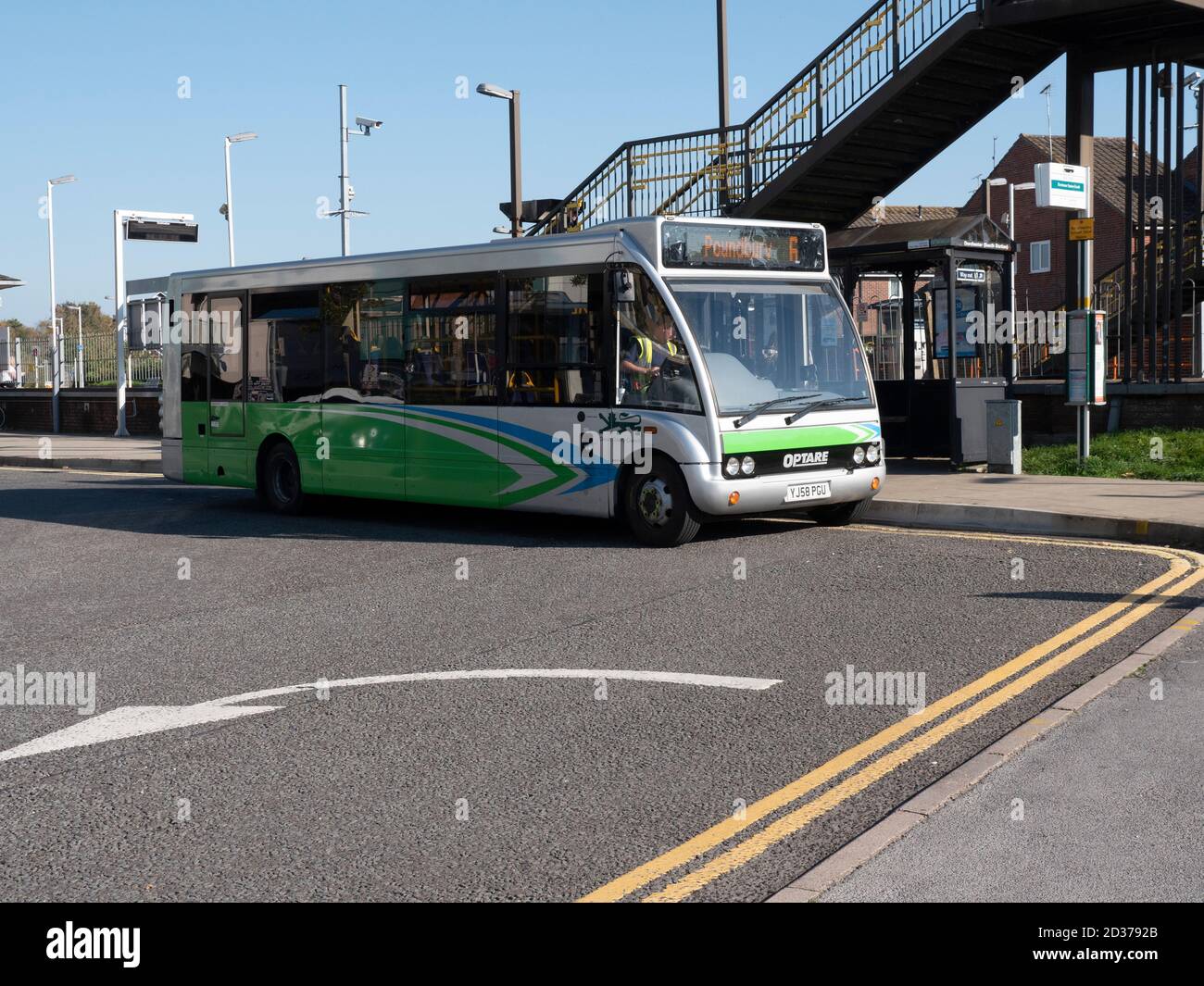 Dorset County Council Optare Solo bus at Dorchester South railway station Stock Photo
