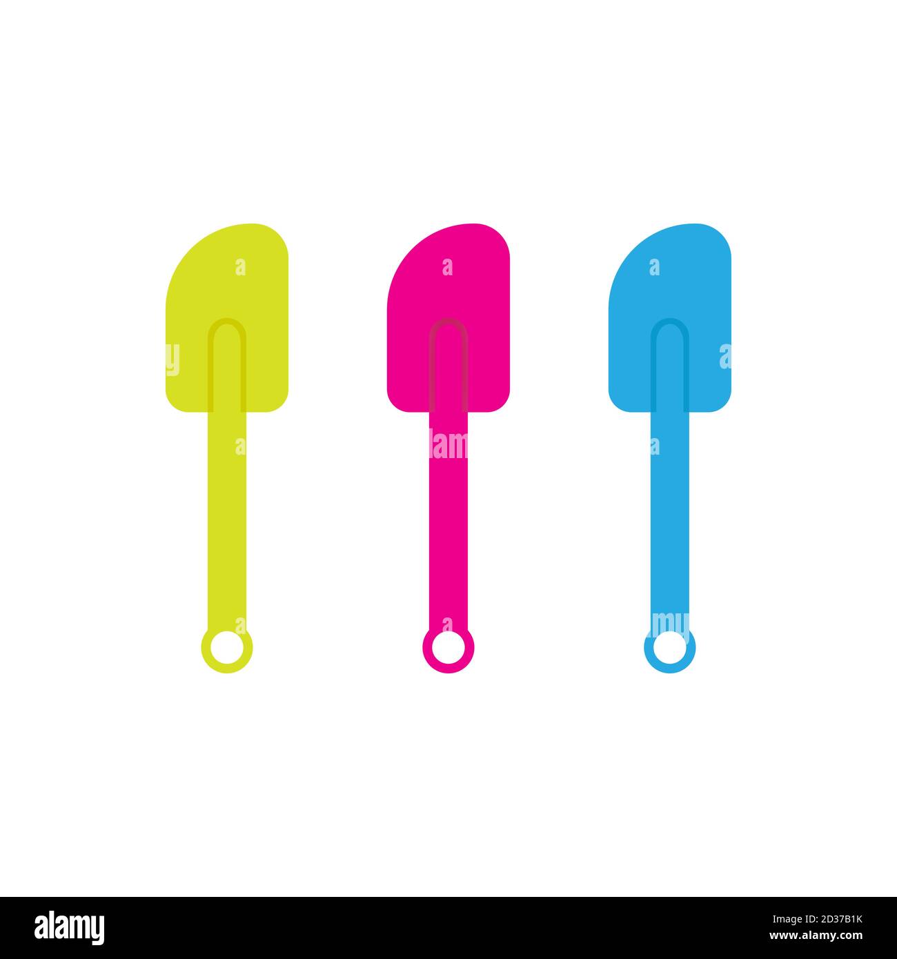 Colorful spatula vector illustration isoalted on white background. Right Blue, Green and pink. 28/35 Stock Vector