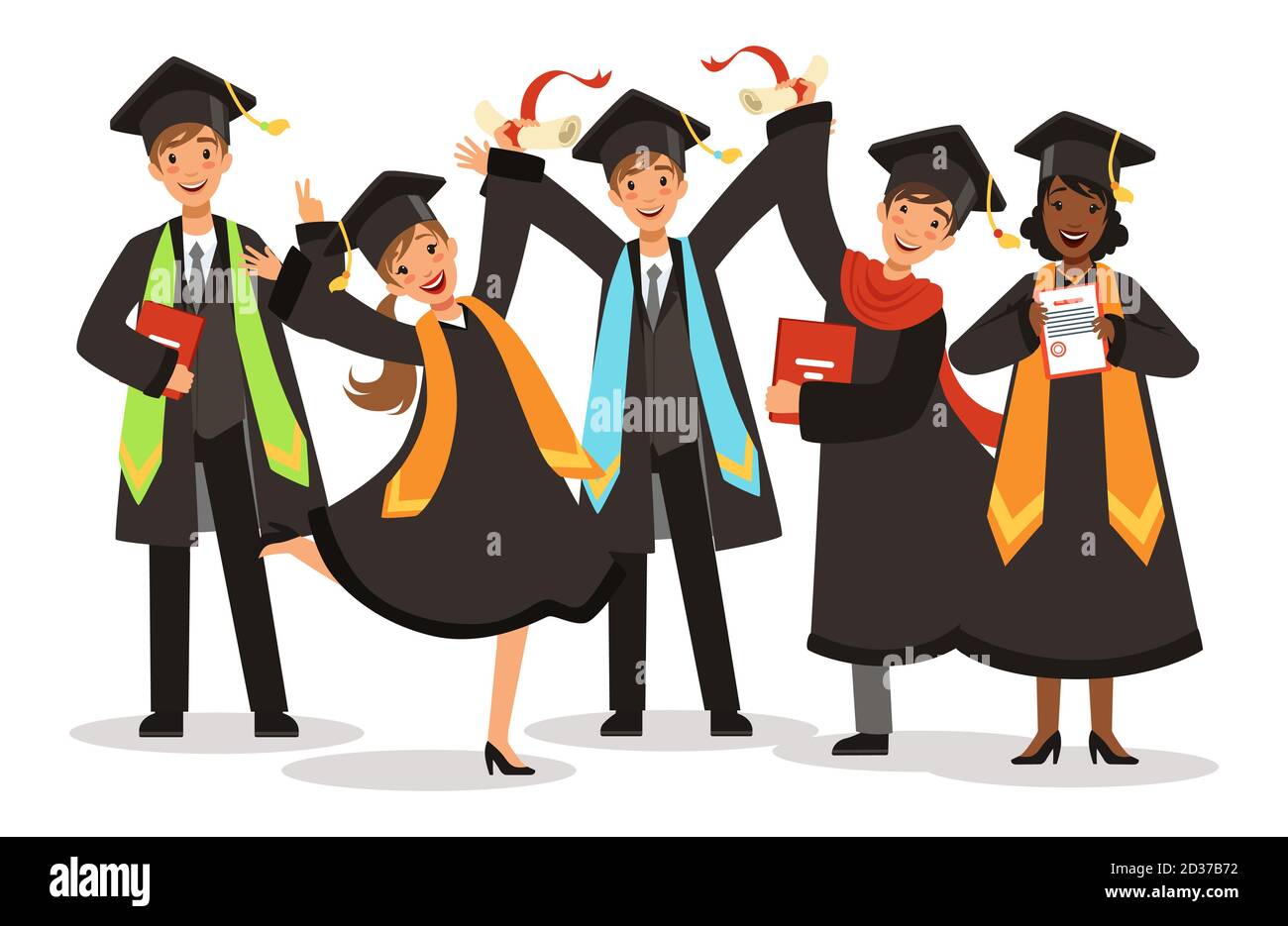 Graduation of happy international students vector illustration Stock Vector