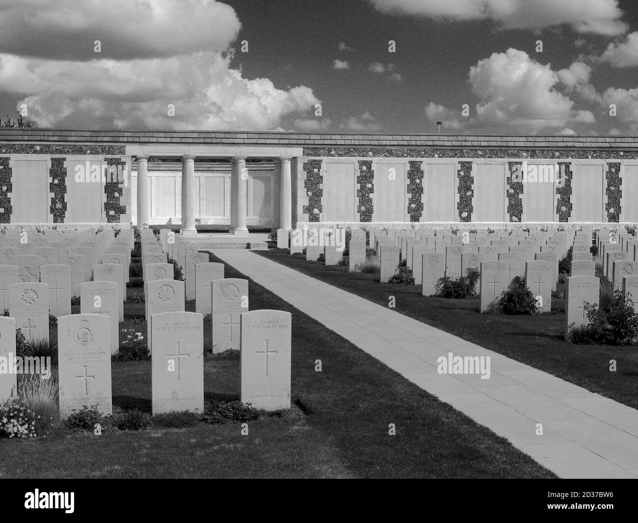 WW1 memorial at Tyne Cot Cemetery, Belgium Stock Photo