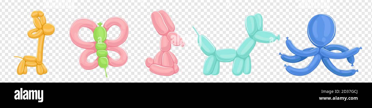 Balloons animals vector isolated on transparent background Stock Vector