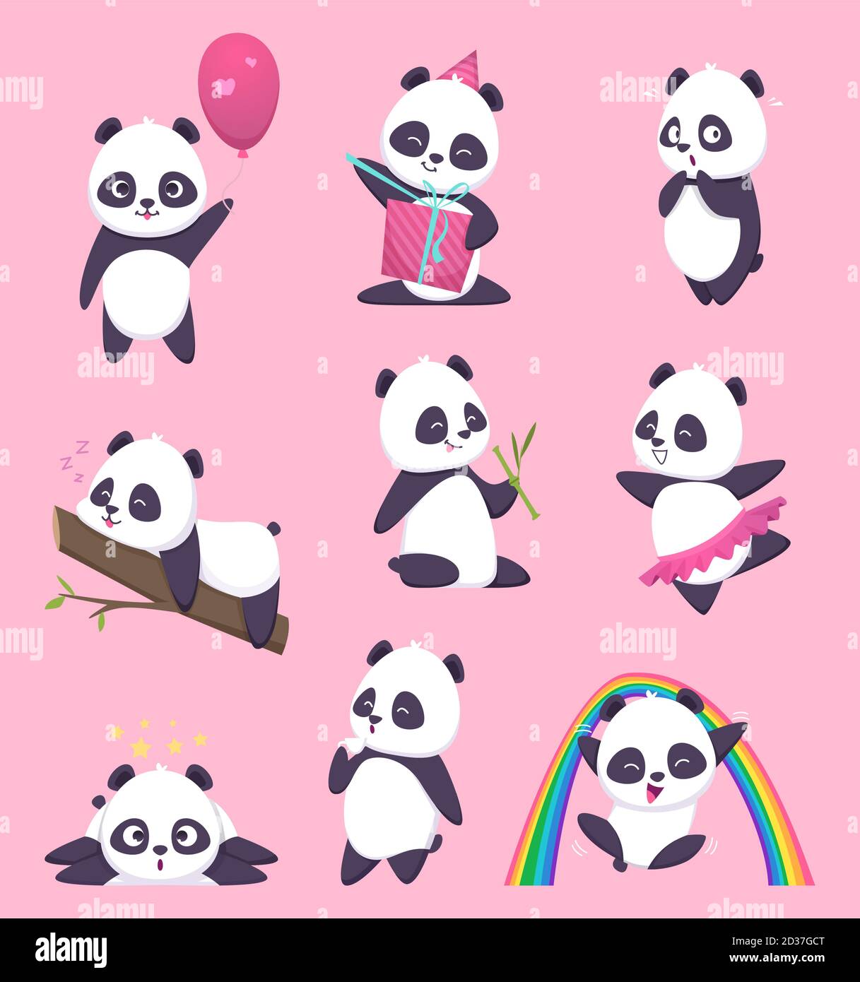 Premium Vector, Cute panda good posing