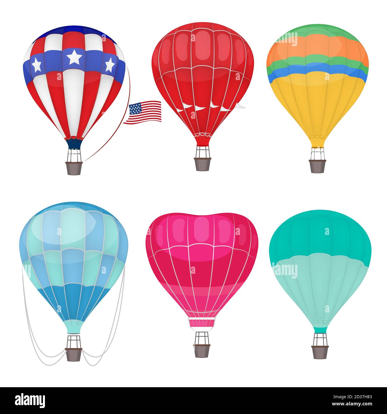 Air balloons. Airing transport in sky vector hot air balloons Stock Vector