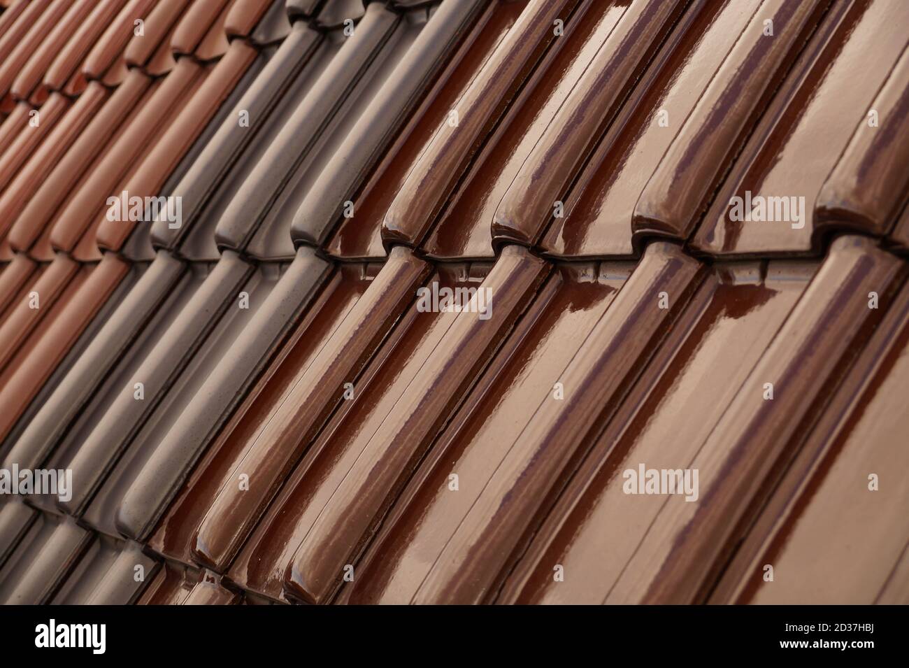 Ceramic tile one shape three different colors and different surfaces.  Roofing tiles Stock Photo - Alamy