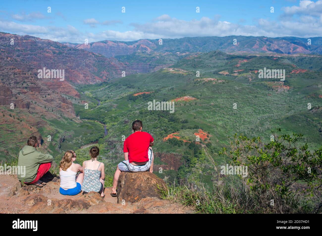 People at Waimea Canyon near Waimea on Kauai Island, Hawaii, USA. Stock Photo