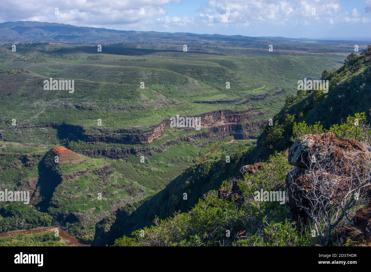View of Waimea Canyon near Waimea on Kauai Island, Hawaii, USA. Stock Photo