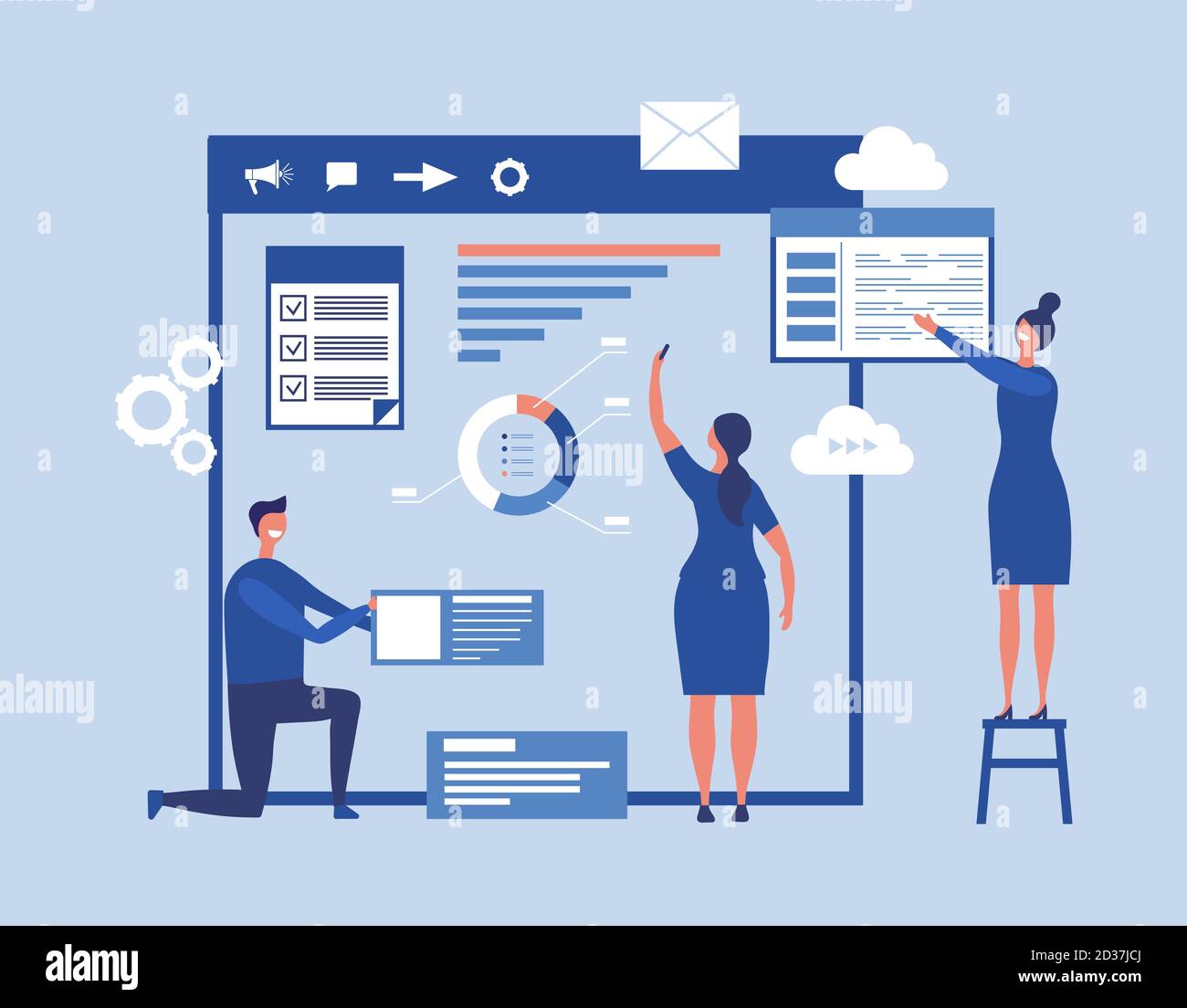 Web development concept. Vector interface designers create a web page ...