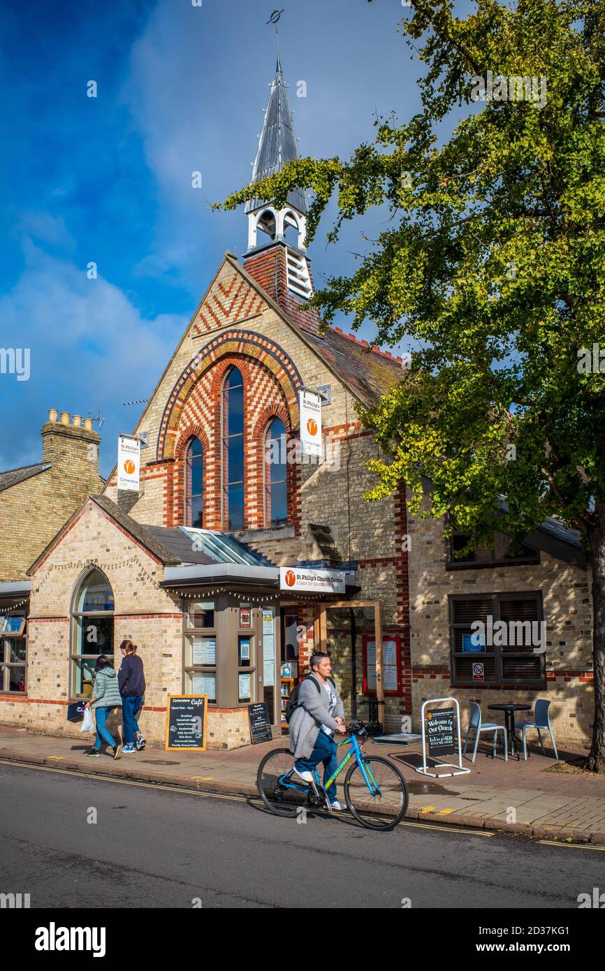 St Philip's Church Centre - Cornerstone Cafe at St Philips Church Centre on Mill Road Cambridge. Community Church and Cafe. Stock Photo
