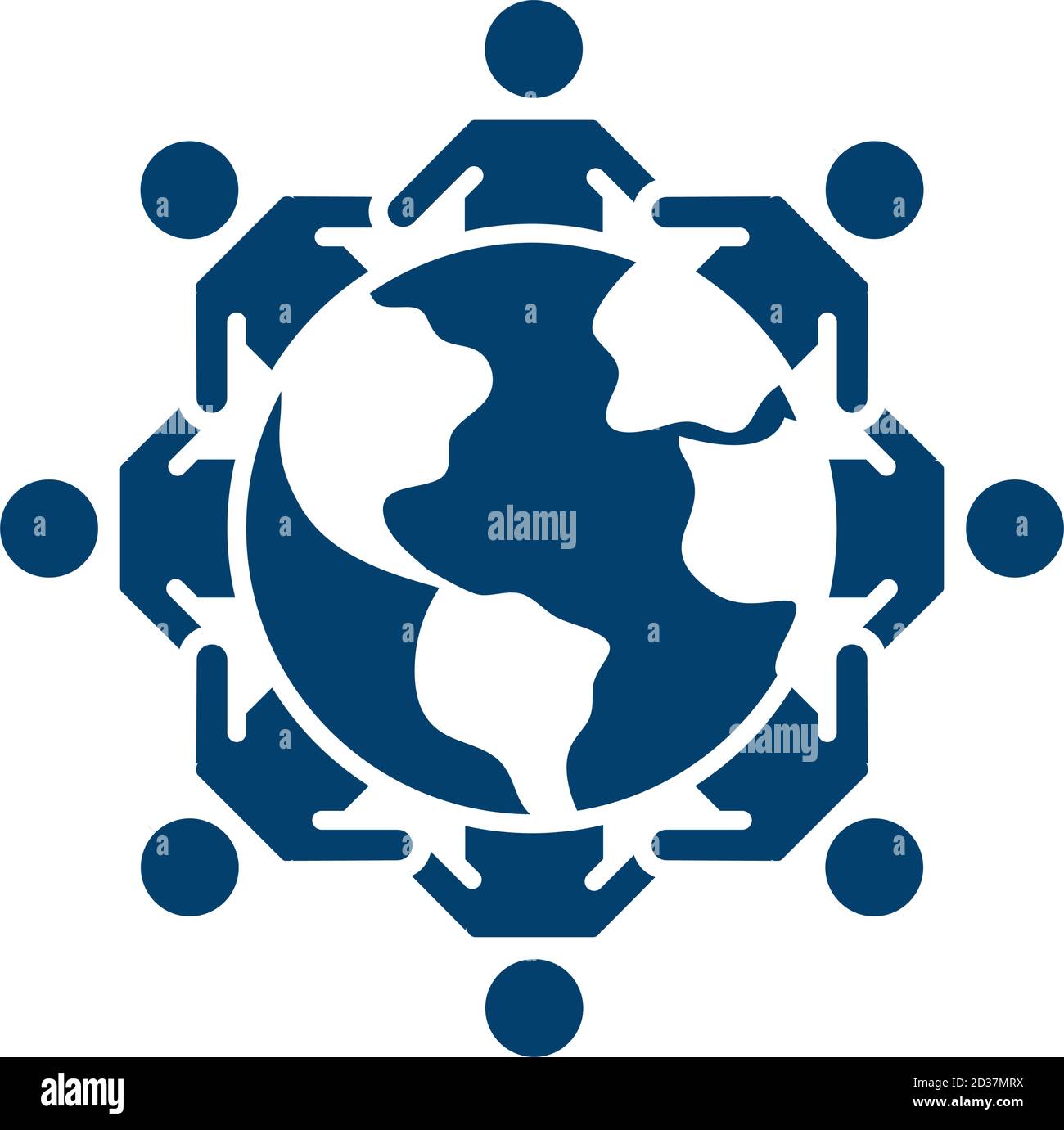 kids holding hands around world silhouette icon vector illustration ...