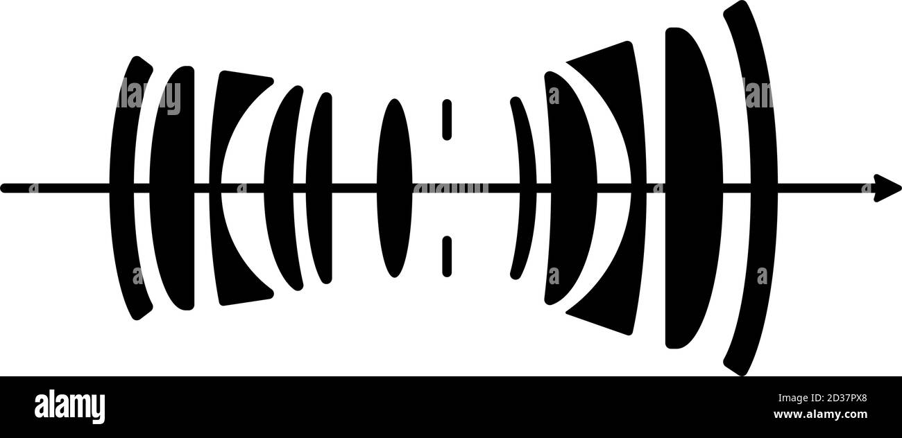 Diagram of camera lens elements as light passes through the glass in vector Stock Vector Image