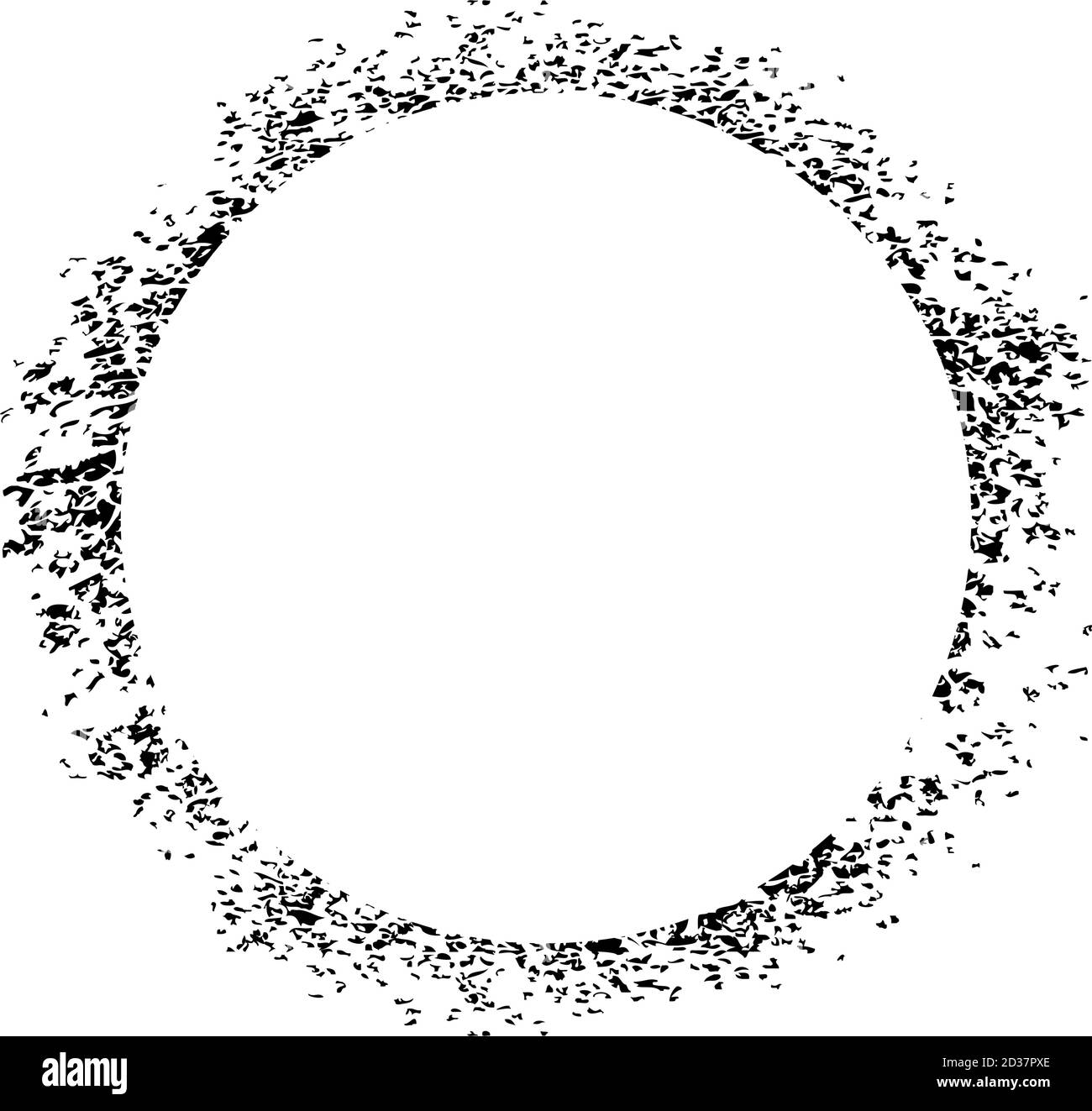Distressed circle with splatter marks in vector Stock Vector Image