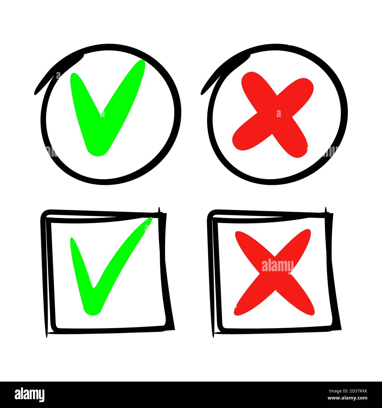 Does and doesnt markers signs isolated on white background, vector illustration Stock Vector