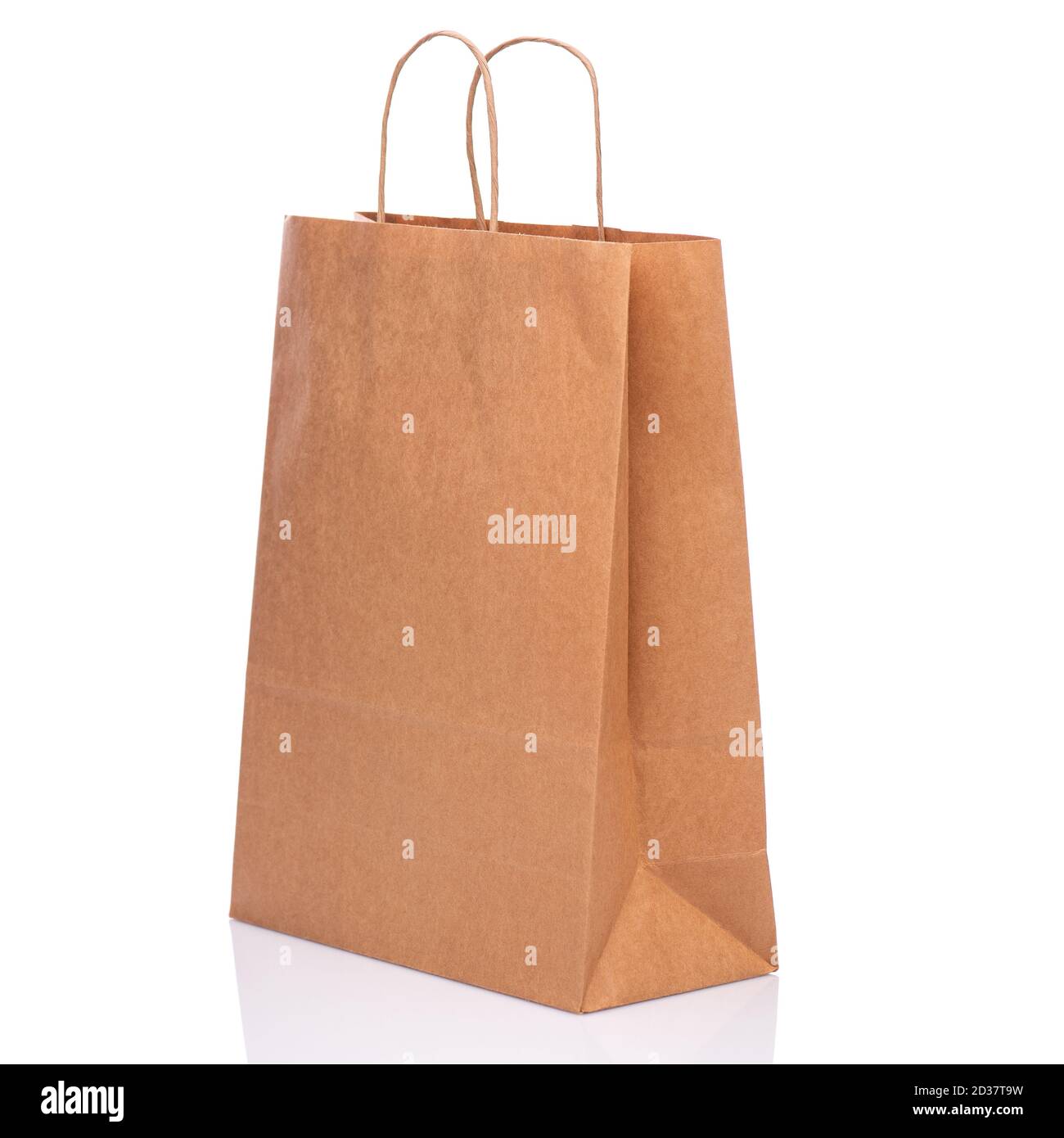 Brown paper bag on white Stock Photo - Alamy