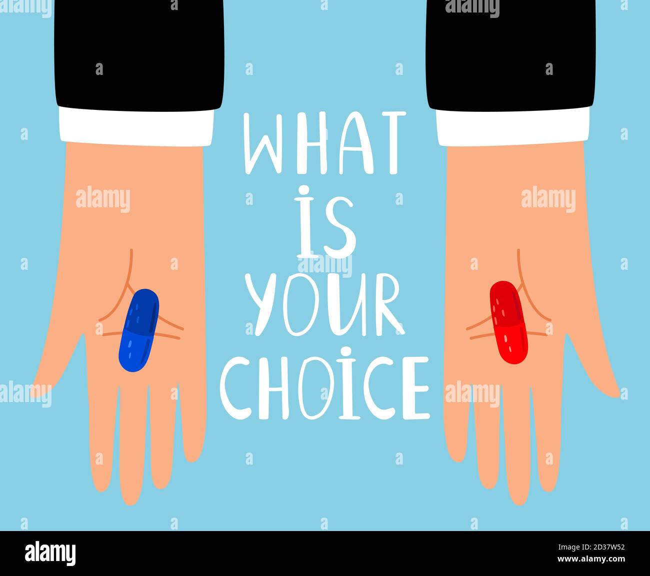 Red And Blue Pills Choice Hands With Red And Blue Pill Drugs Or Vitamins Capsules Tablets Question Metaphor Vector Illustration Stock Vector Image Art Alamy