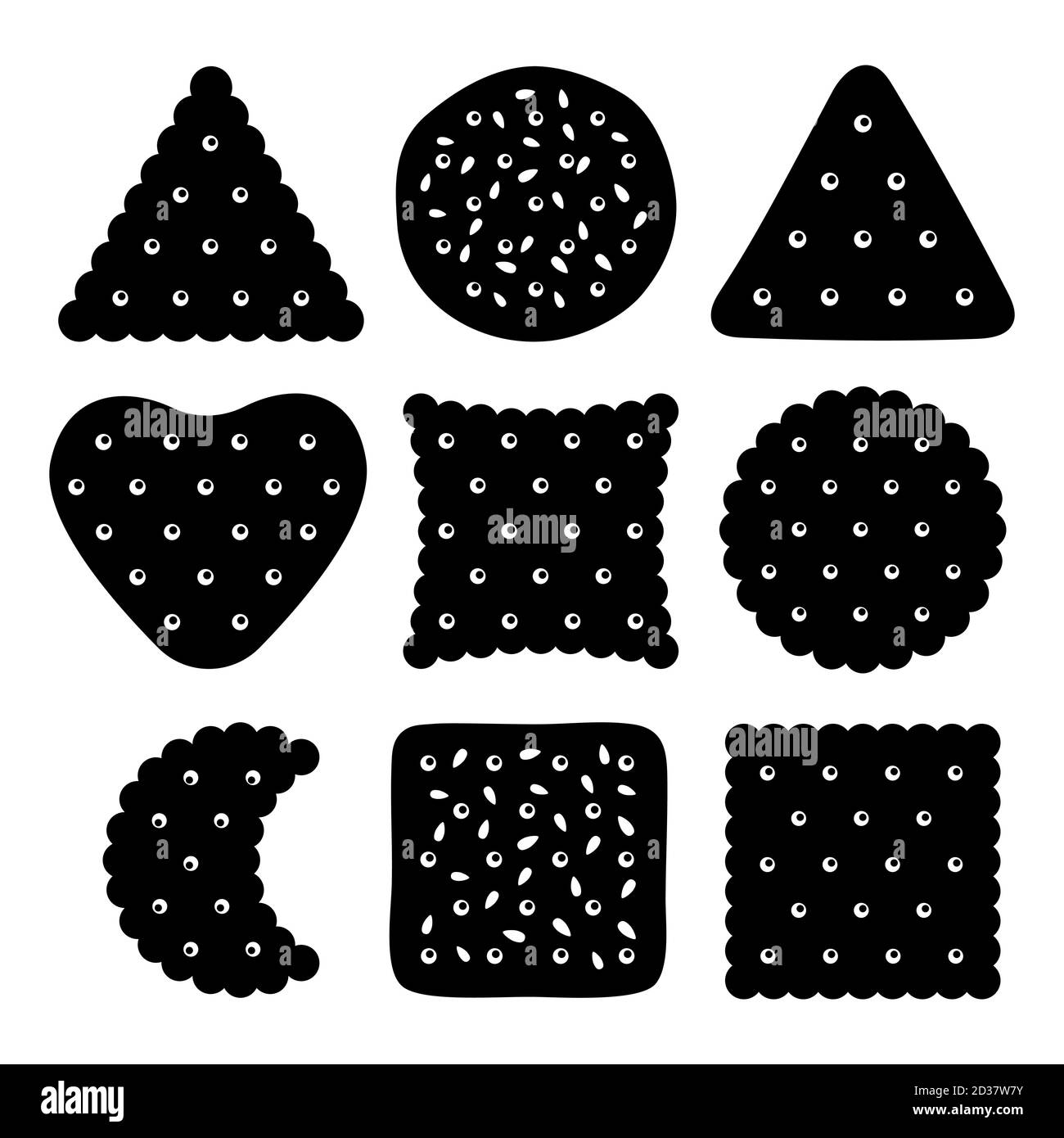 Vector buscuits and cookies set black white. Illustration of snack