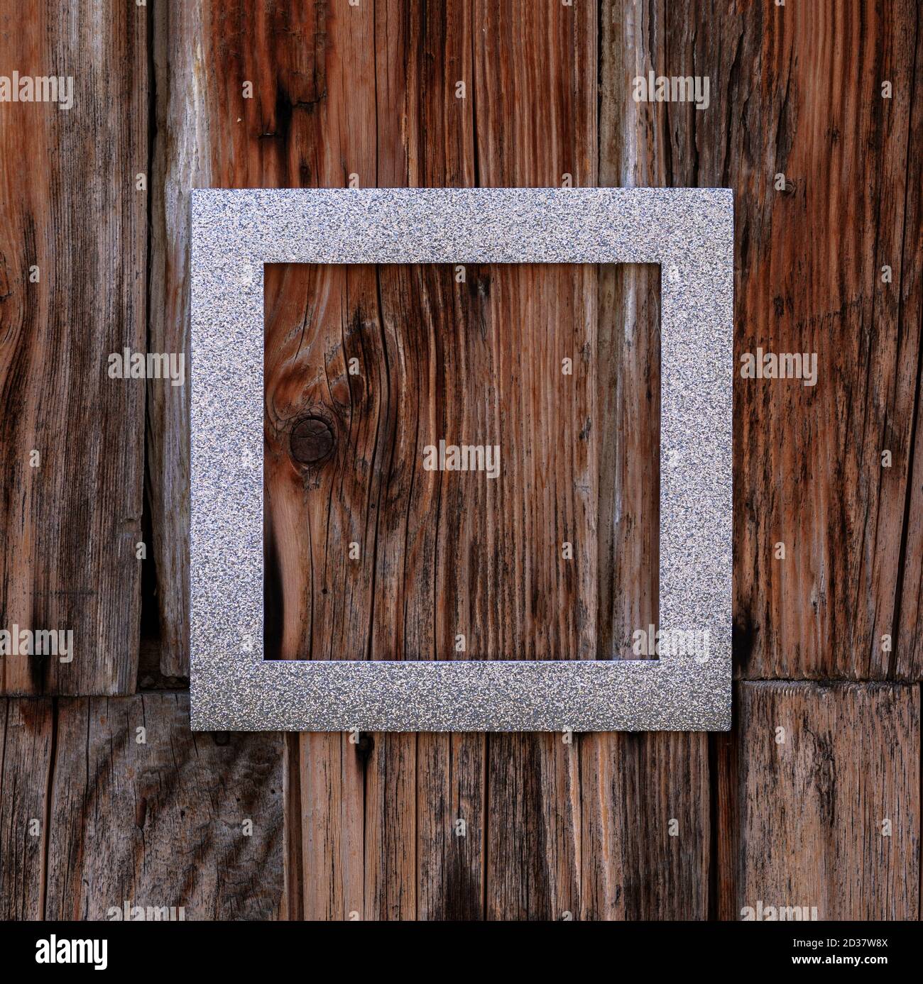 Modern Sequin Frame design on old wood wall template stock photo Stock  Photo - Alamy, image size:1300x1387