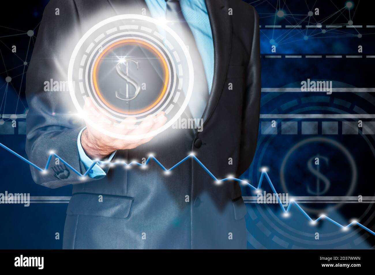 Businessman holding dollar sign falling hi-res stock photography and ...