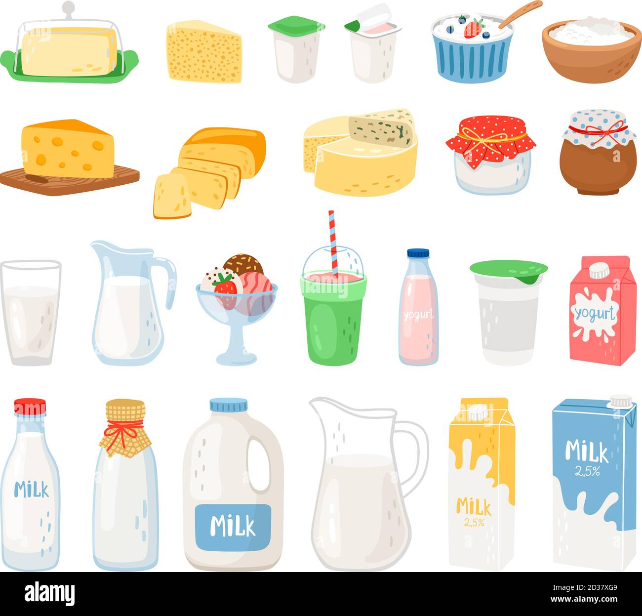 Dairy products, milk, cheese yoghurt and ice cream. Cheese and milk
