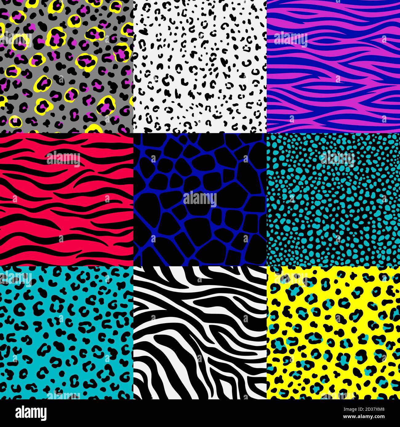 Animal skin patterns set. Leopard spots and zebra stripes backgrounds,  safari giraffe, jungle snake print seamless texture frames, colourful  abstract animals skins, vector illustration Stock Vector Image & Art - Alamy