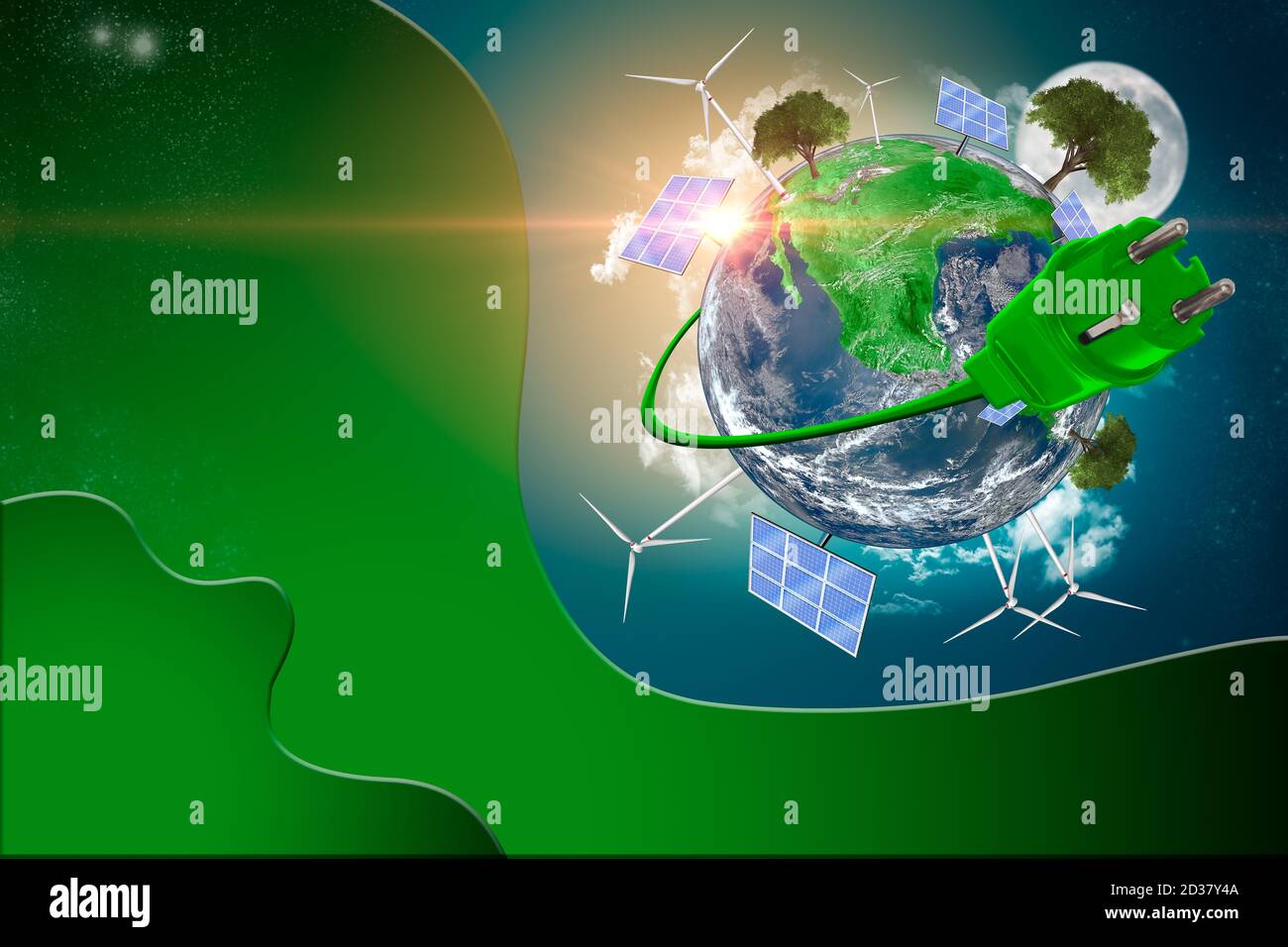 Renewable Energies Banner Template With Copy Space 3d Illustration Render 3d Some Elements Of This Image Provided By Nasa Stock Photo Alamy
