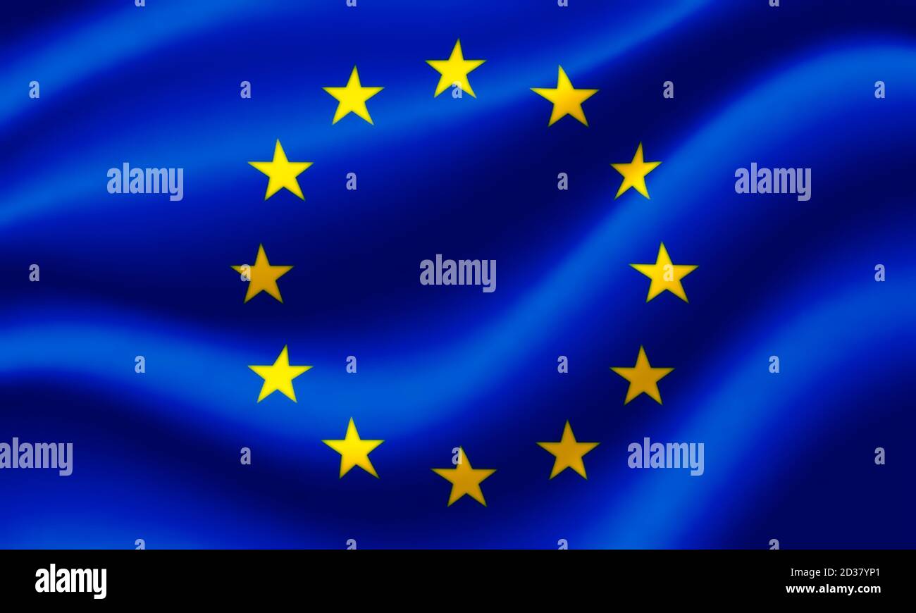 Flag of European Union waving in the wind. Render 3D Stock Photo - Alamy