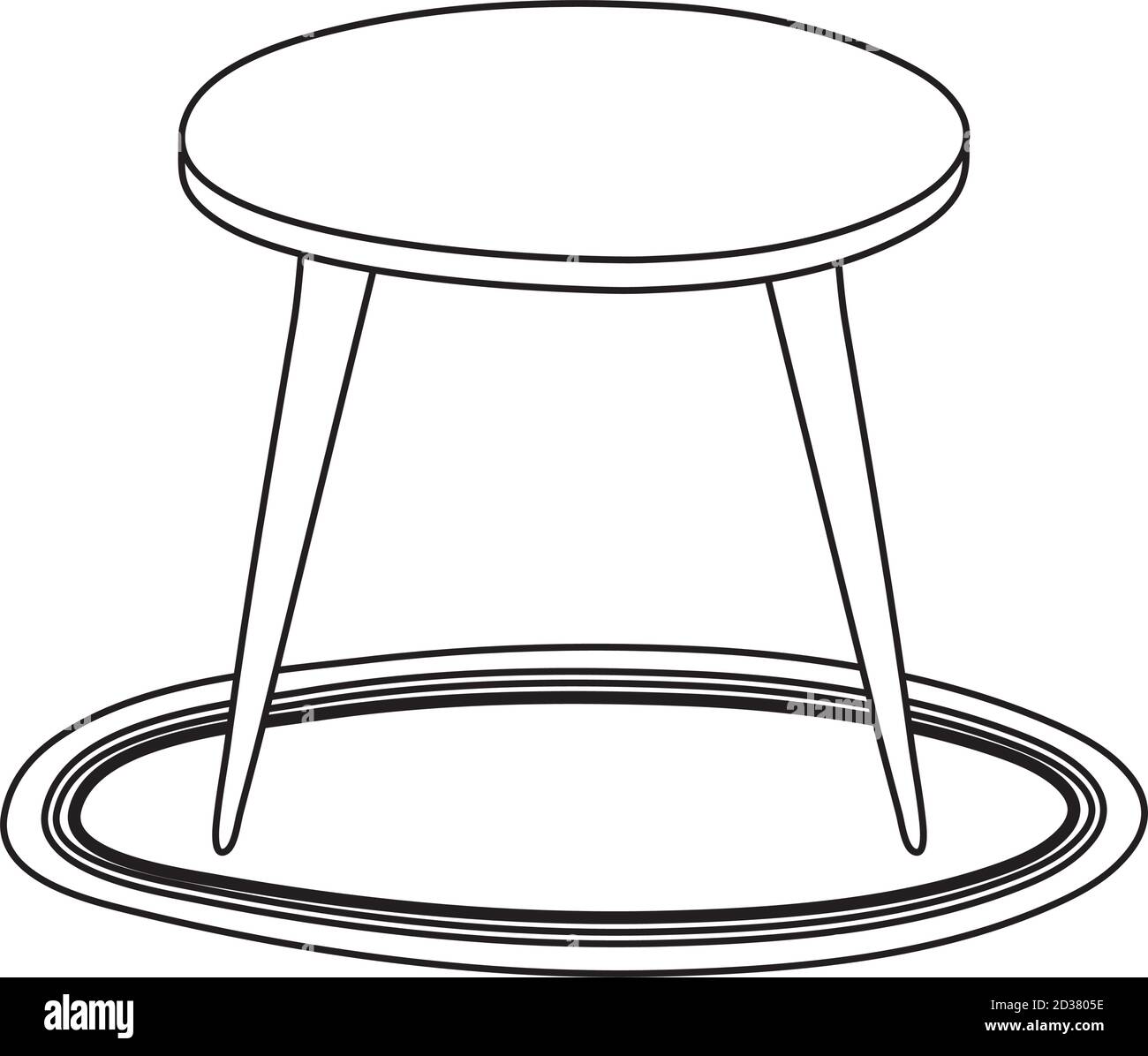 wooden round table with carpet isolated design white background vector