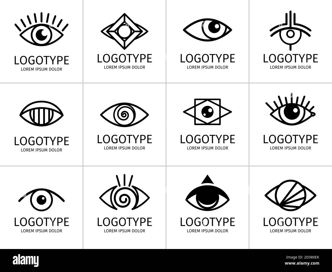 Eye logo black set. Eyes graphic symbols, vector secret and spy