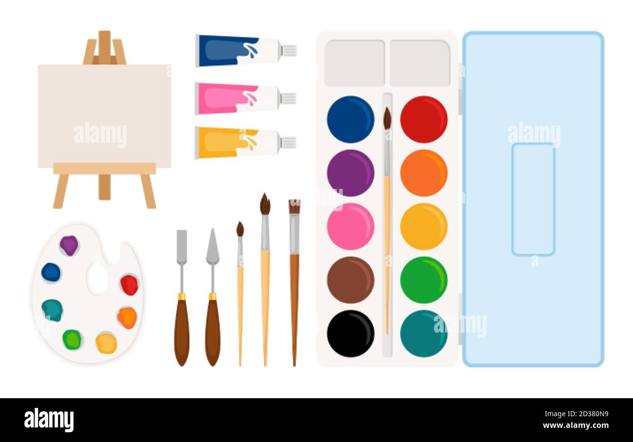 Painter art tools. Paint arts tool kit vector illustration. Vector