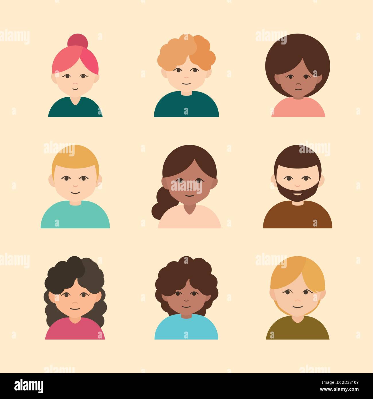 People Icons Set. Team Concept. Diverse business men avatar icons. Vector  illustration of flat design people characters. Stock Vector