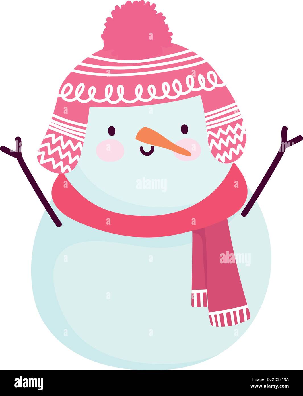 merry christmas, snowman with scarf and hat character celebration ...