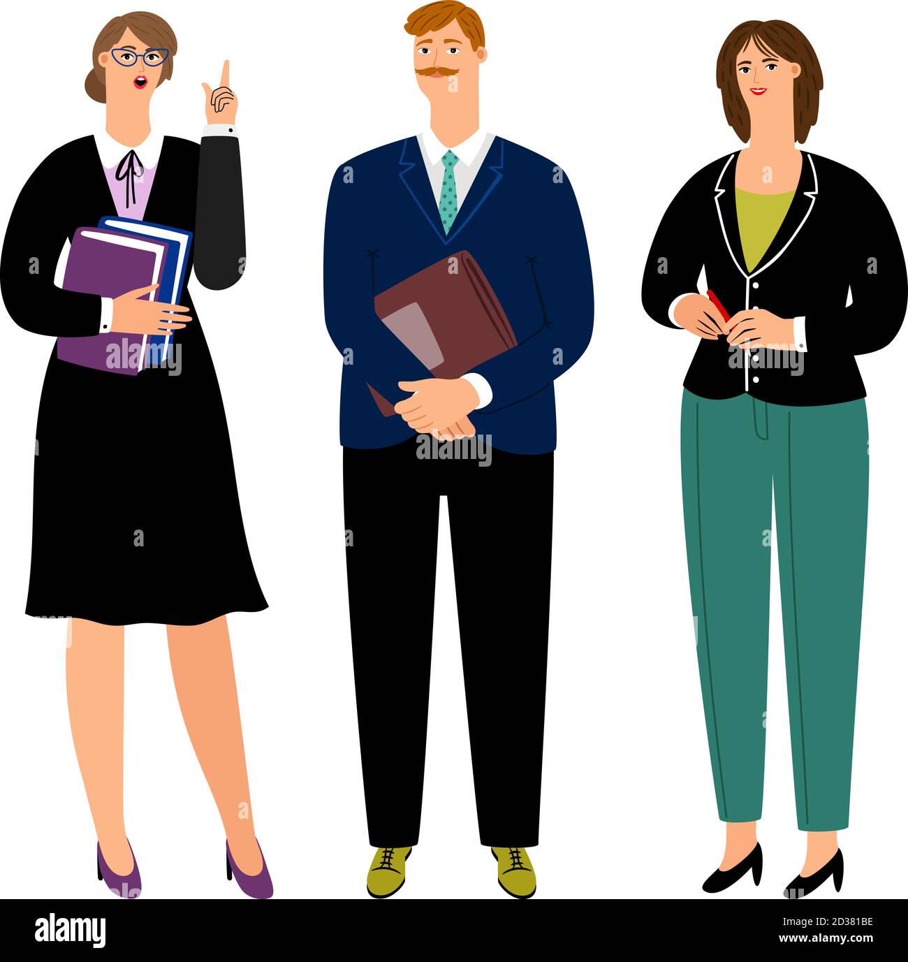 Colleagues man and woman speak about work. Vector businessman and woman ...