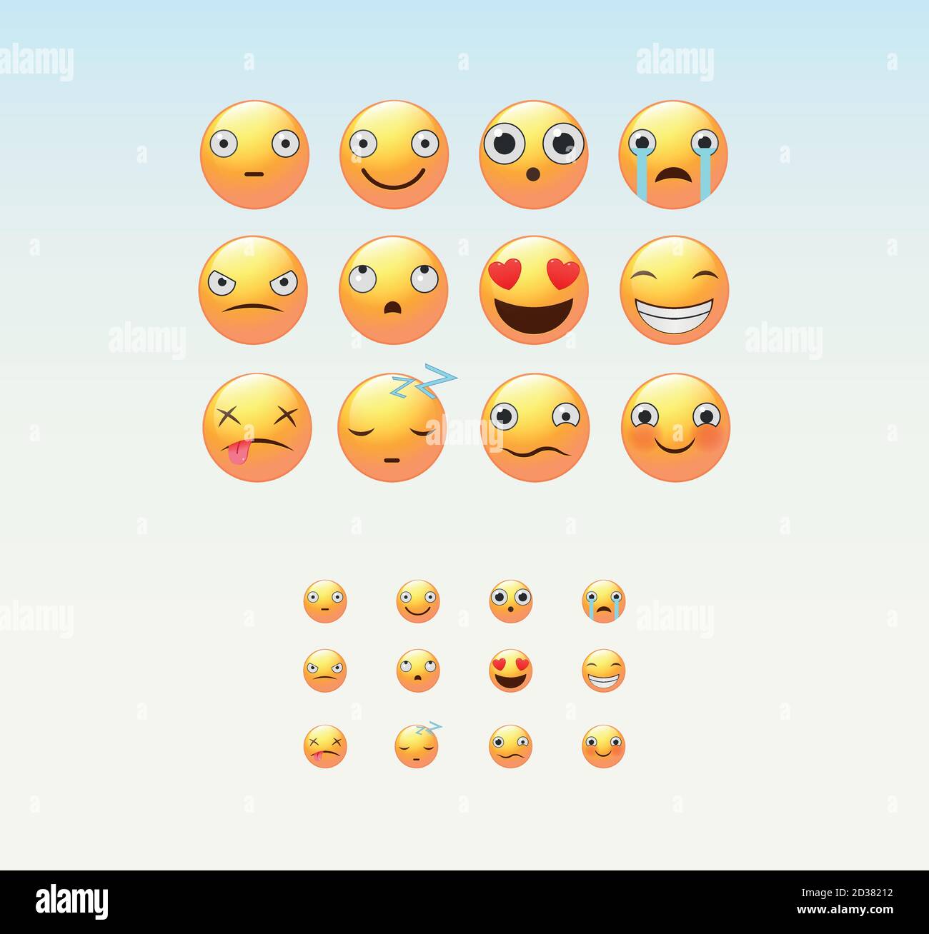 Set of vector emoticons. Smile icons. Isolated vector illustration on white background. Vector Emoji Stock Vector