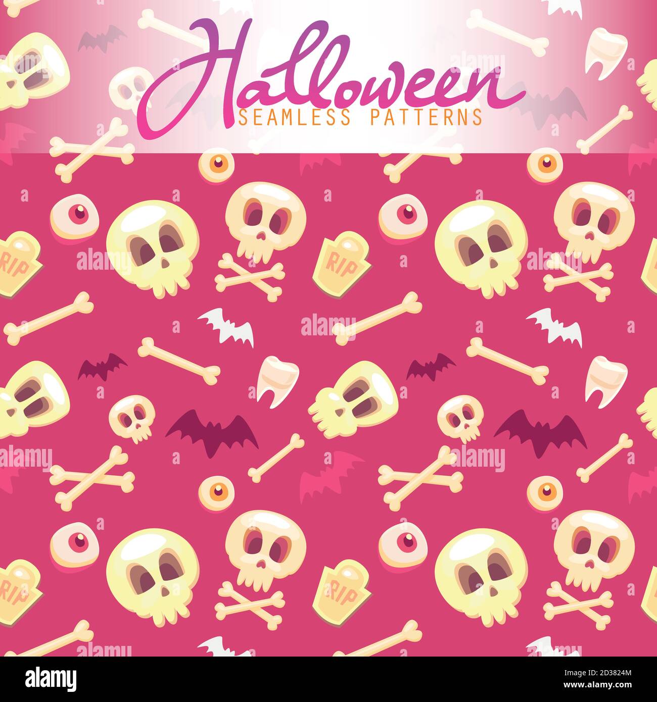 Halloween seamless patterns. Vector halloween background. Flat style. Stock Vector