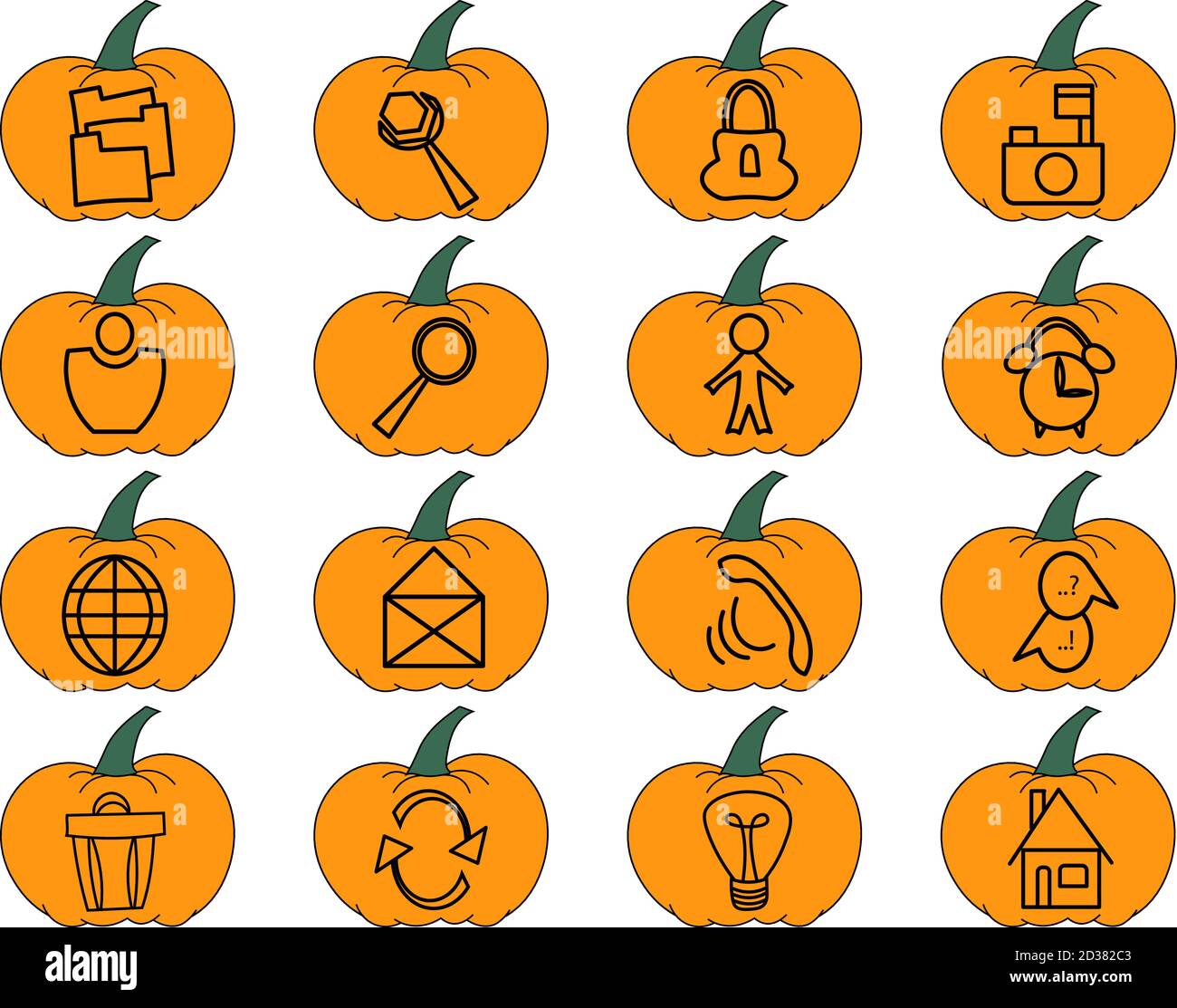User interface icon pack with orange halloween and thanksgiving ...