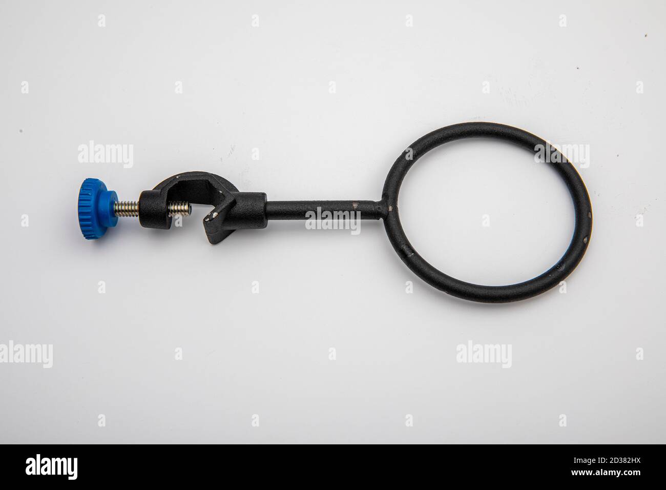 Clamp holder. Laboratory equipment. Ring clamp are used to place