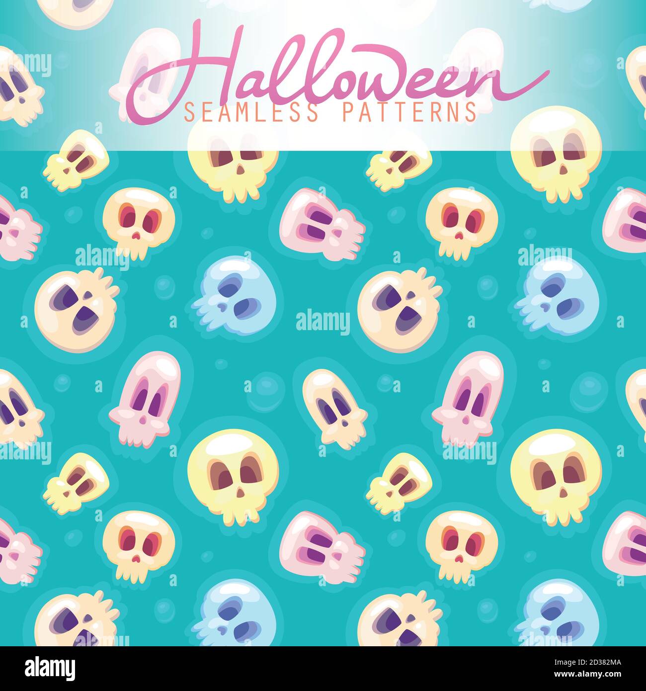 Halloween seamless patterns. Vector halloween background. Flat style. Stock Vector