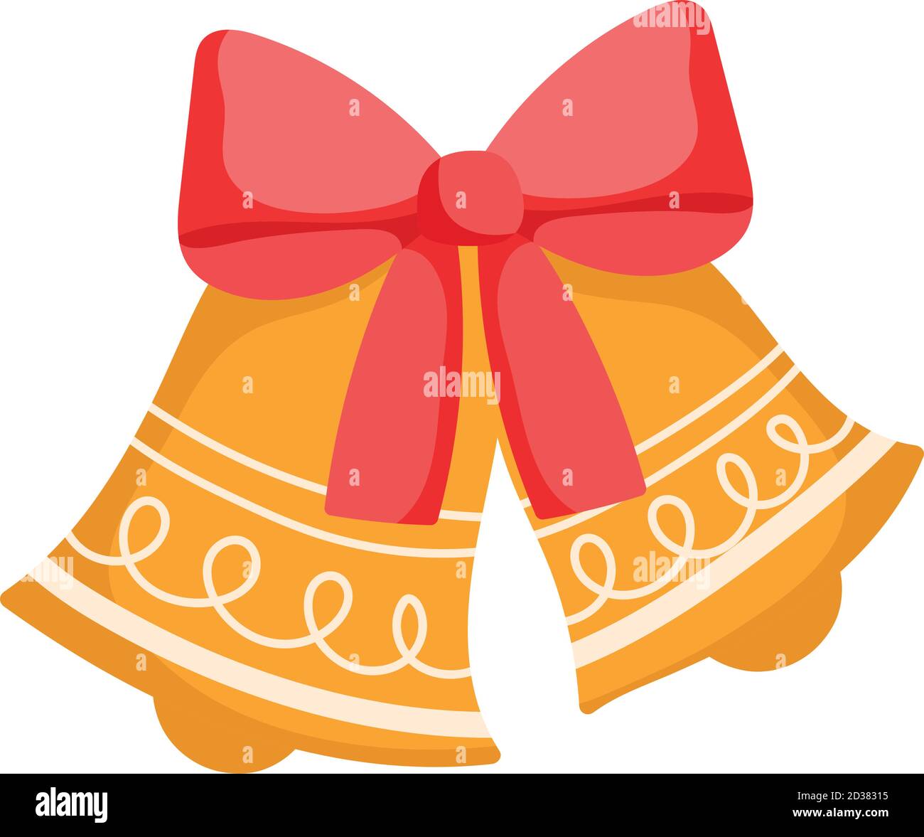 Jingle bells and red ribbon. Concept Merry Christmas, Happy New