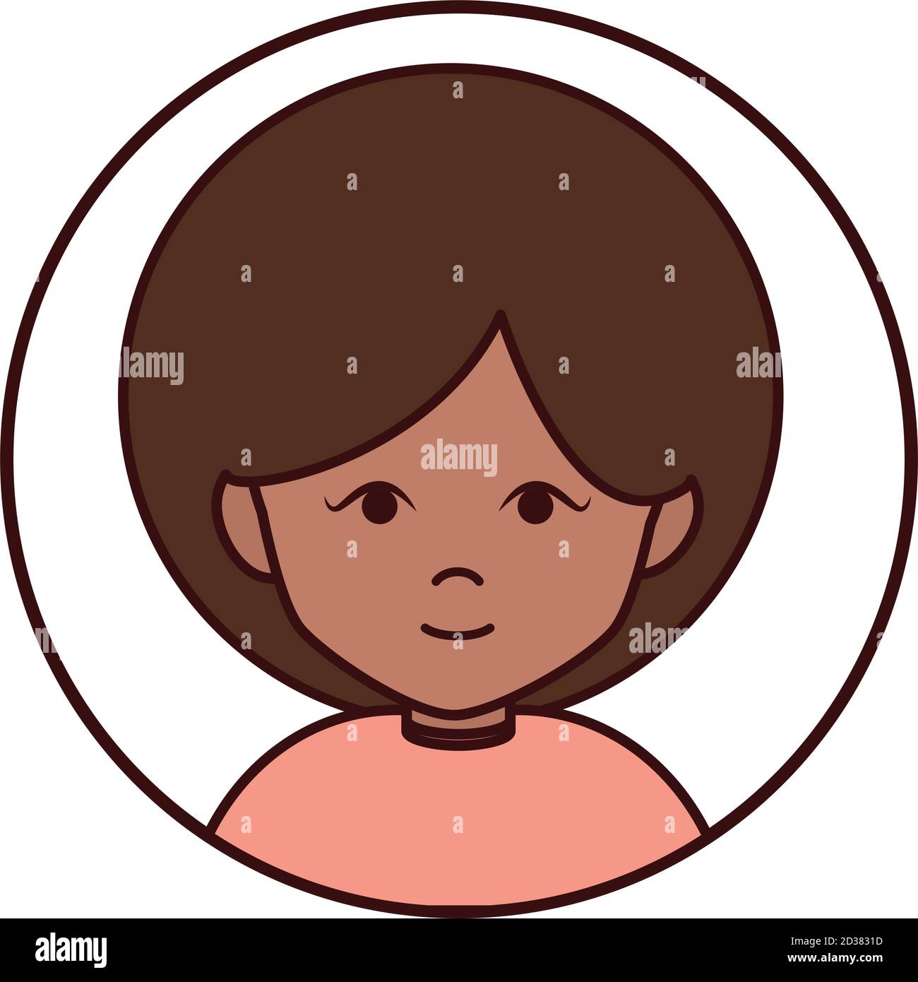 woman cartoon character portrait female, round line icon vector ...