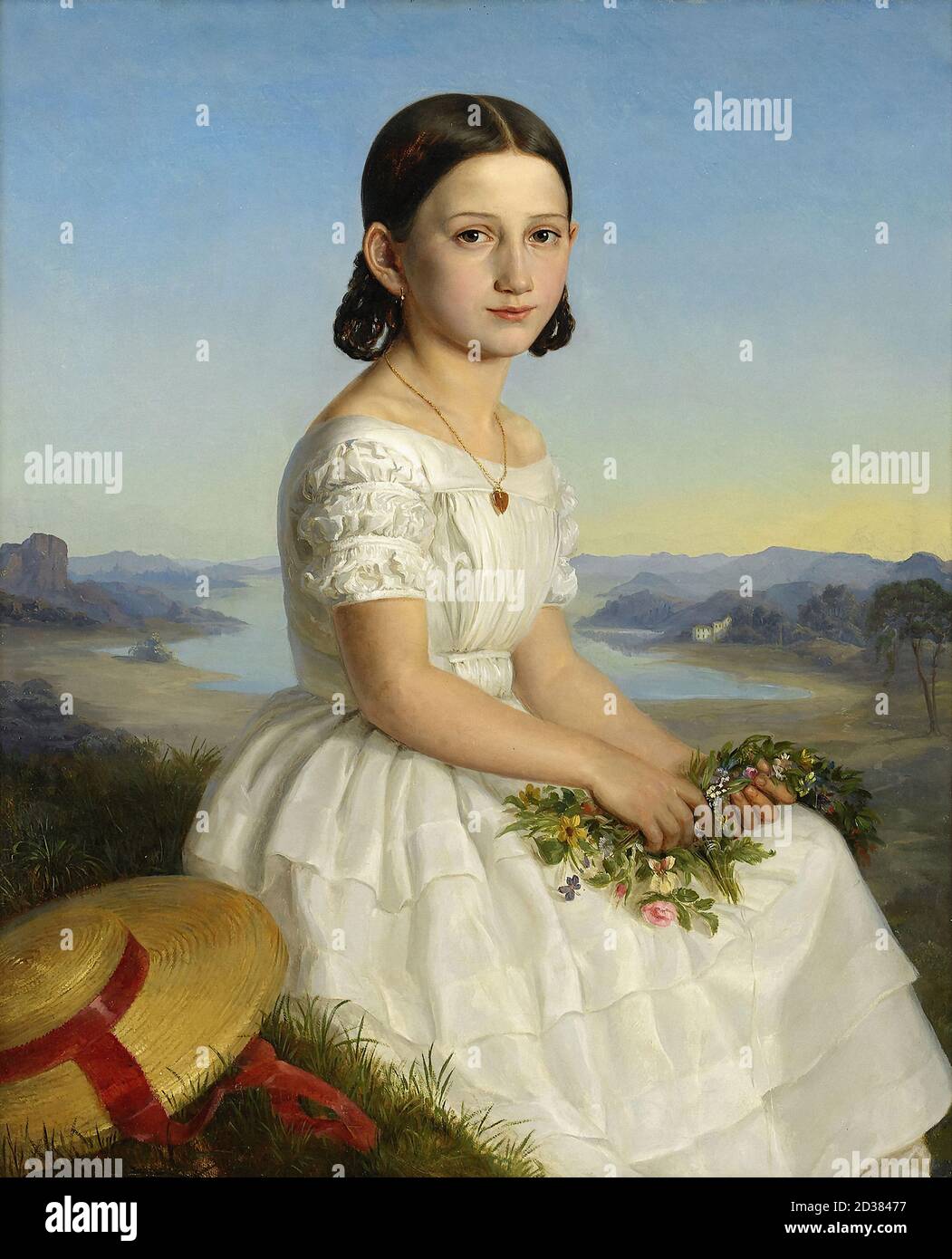 Lindegren Amalia - Portrait a Young Lilly Von Ehrenclou - Swedish School - 19th  Century Stock Photo