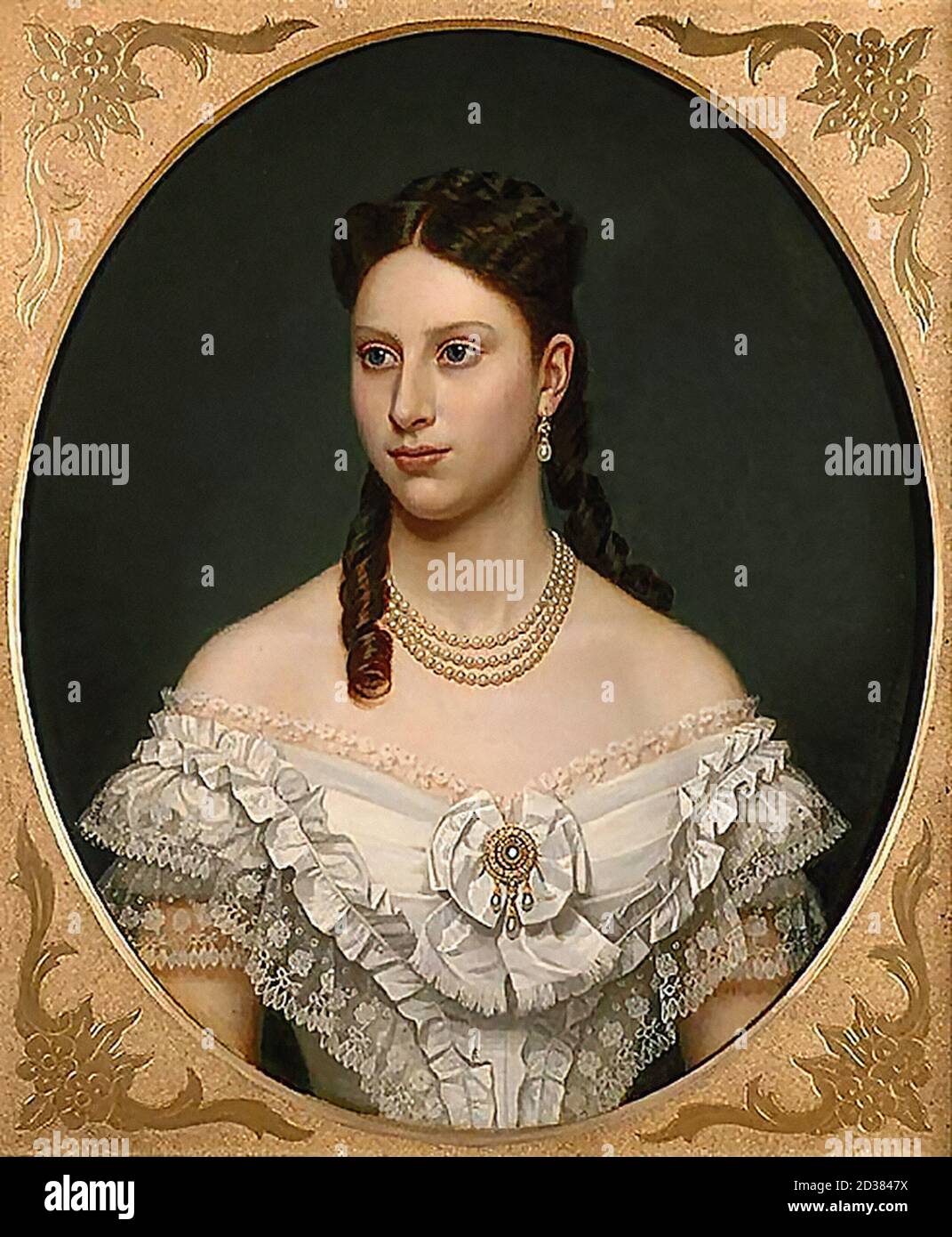 Lindegren Amalia - Portrait of Queen Lovisa of Denmark Princess of Sweden and Norway - Swedish School - 19th  Century Stock Photo