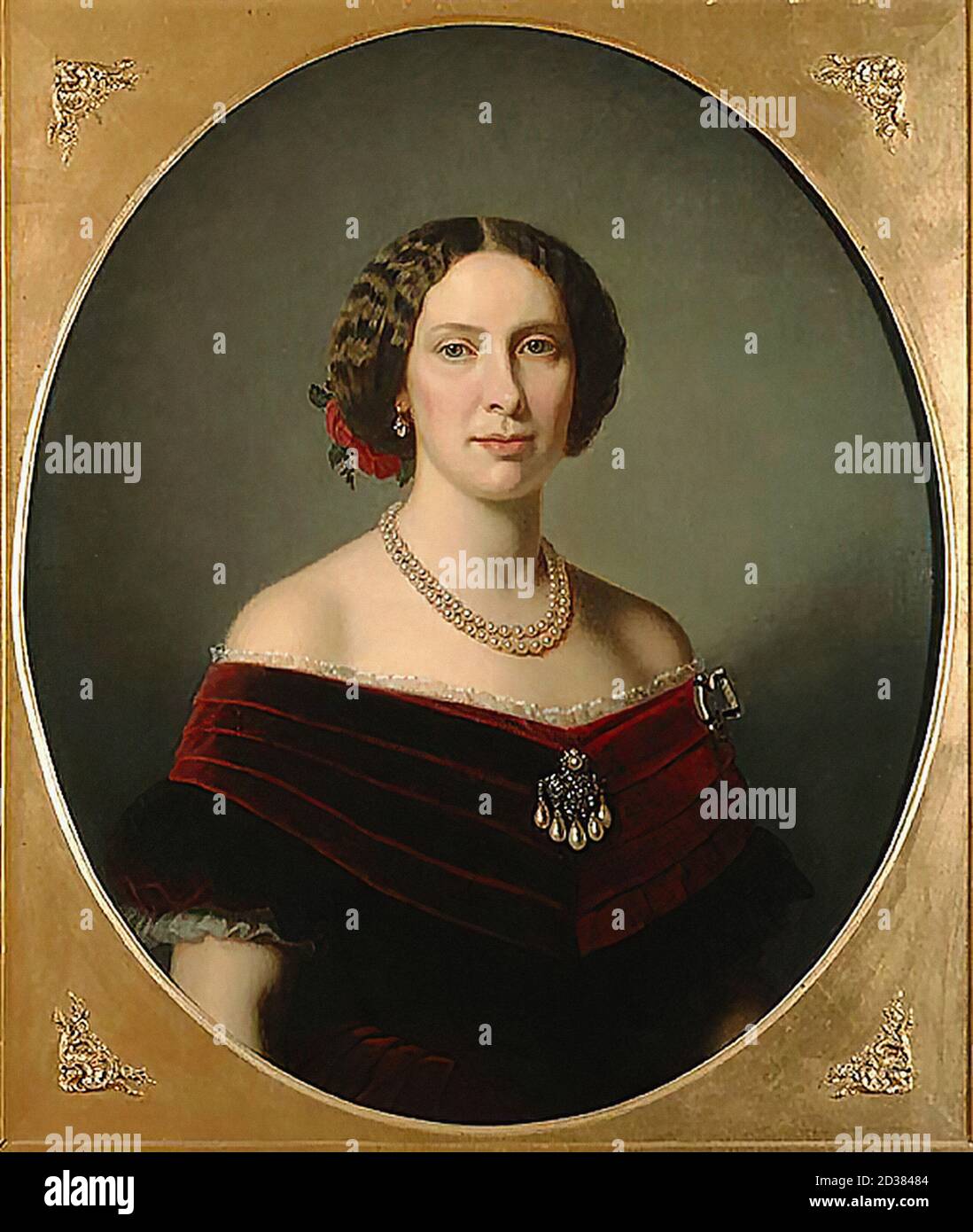 Lindegren Amalia - Portrait of Lovisa Queen of Sweden and Norway Princess of the Netherlands - Swedish School - 19th  Century Stock Photo