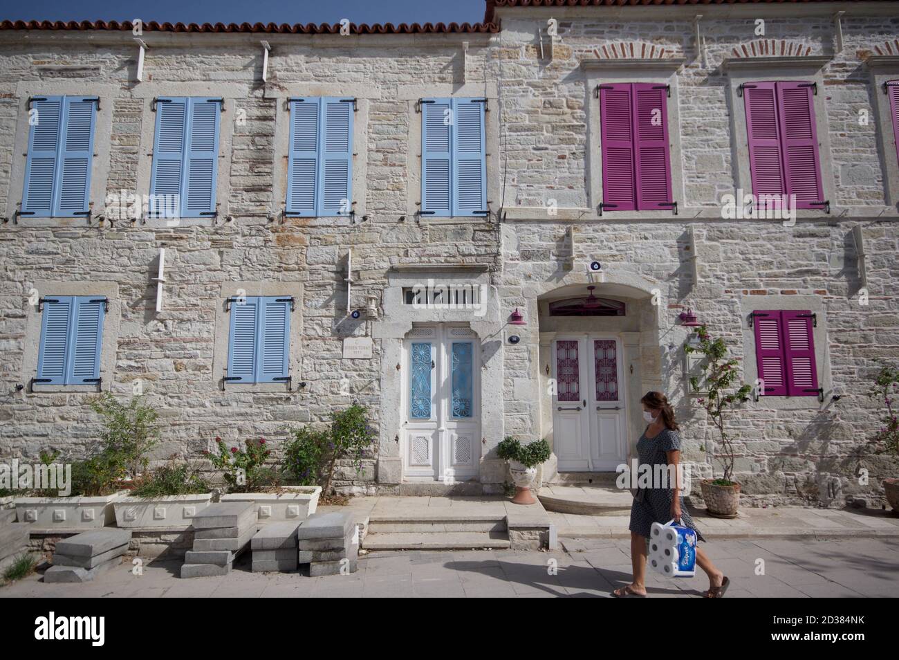 Old Greek stone house, Foca, Turkey Stock Photo Alamy