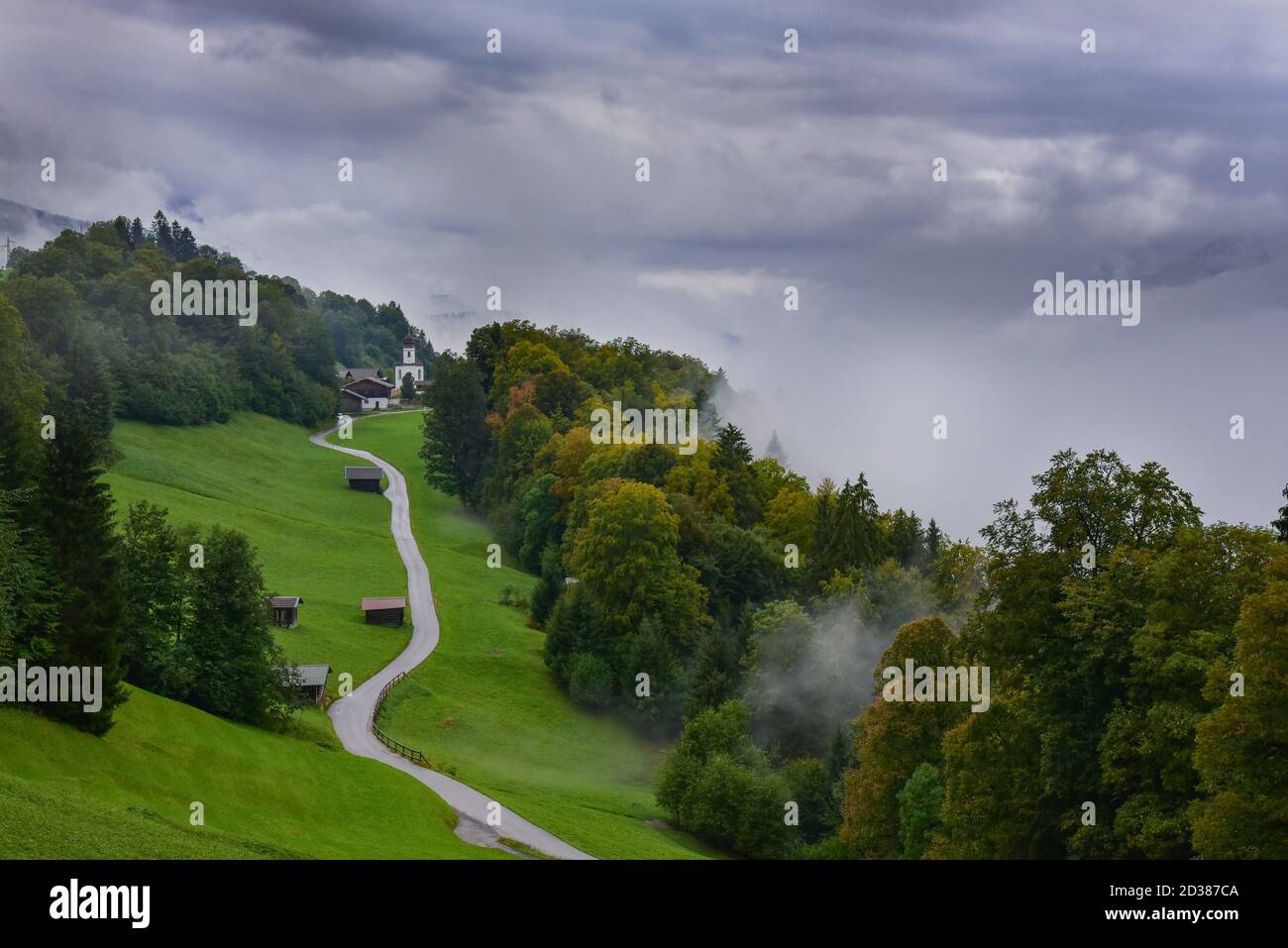 View of the church Sankt Anna in Wamberg, a district of Garmisch-Partenkirchen, in Werdenfelser Land, Bavaria, Germany, Europe Stock Photo