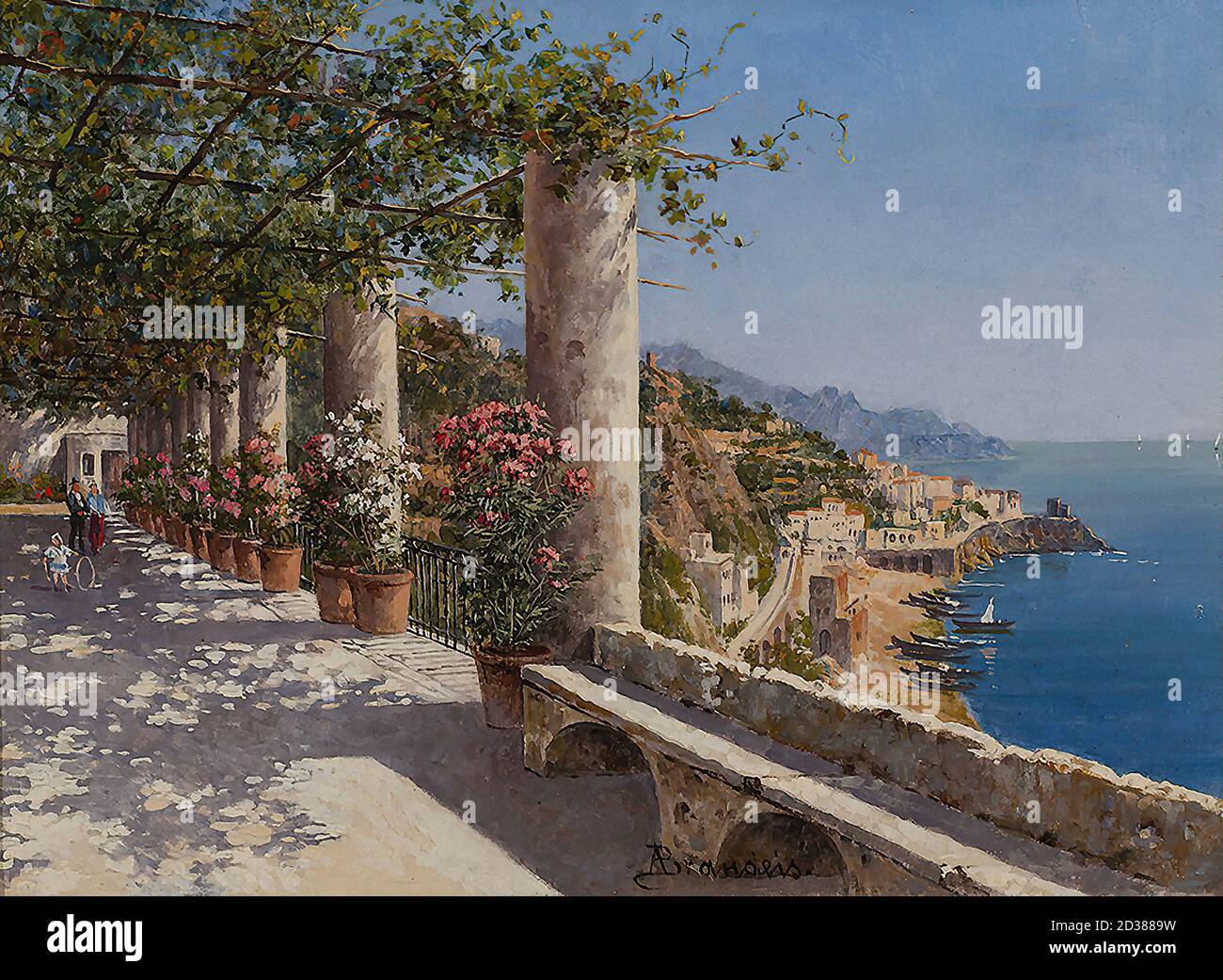 Brandeis  Antonietta - a View of Amalfi - Czech Republic and Slovakia School - 19th  Century Stock Photo