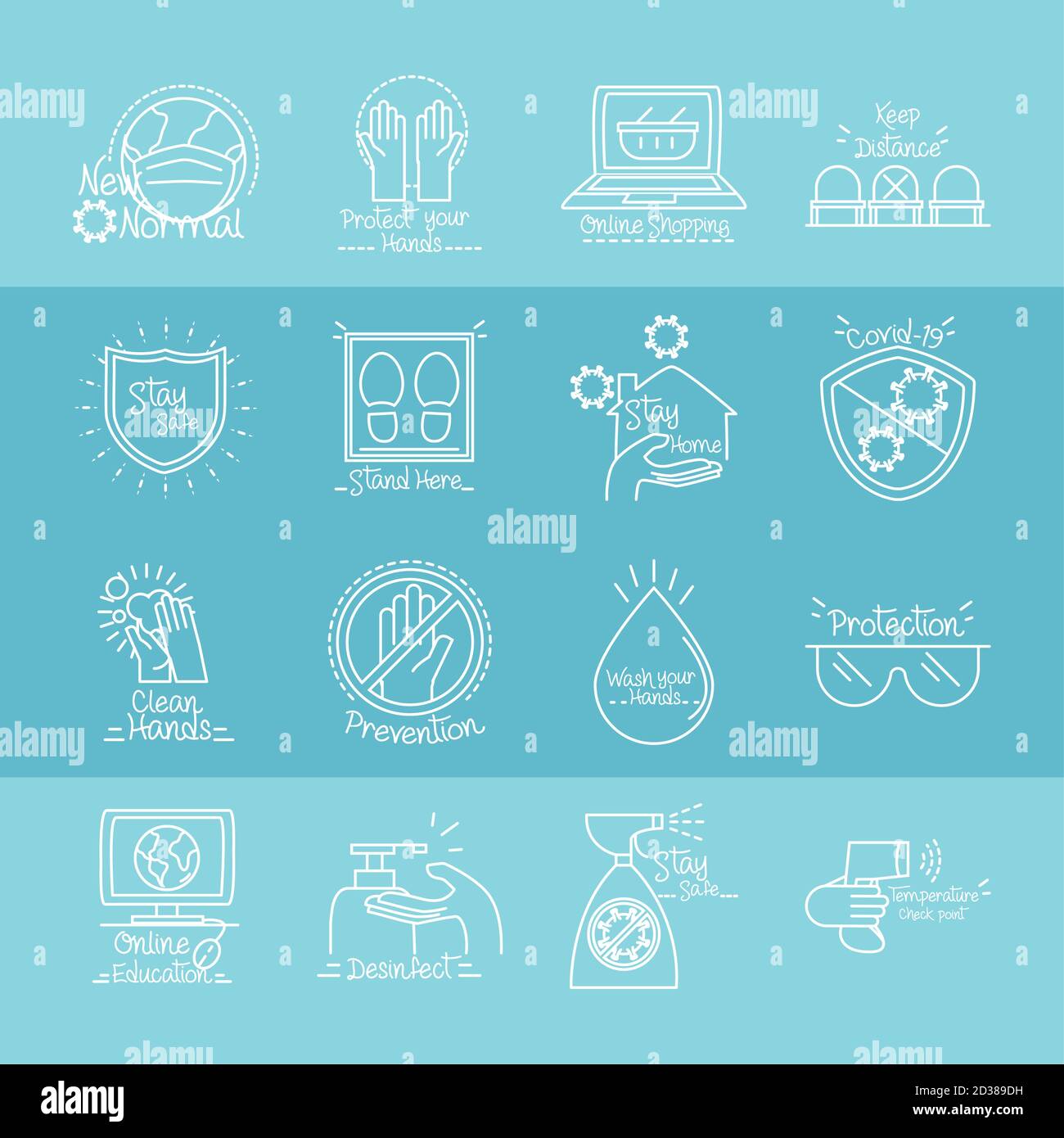 new normal, lifestyle icons set sticker after coronavirus, hand made ...