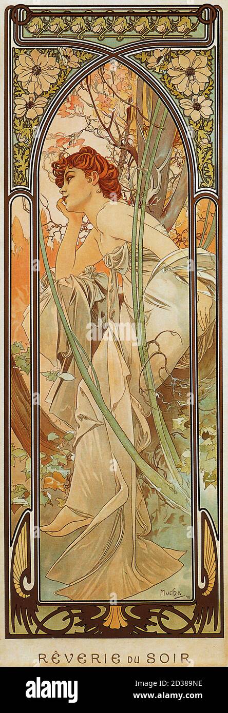 Mucha Alphonse Maria De Uren Van De Dag 3 Avondmijmering Czech Republic And Slovakia School 19th Century Stock Photo Alamy