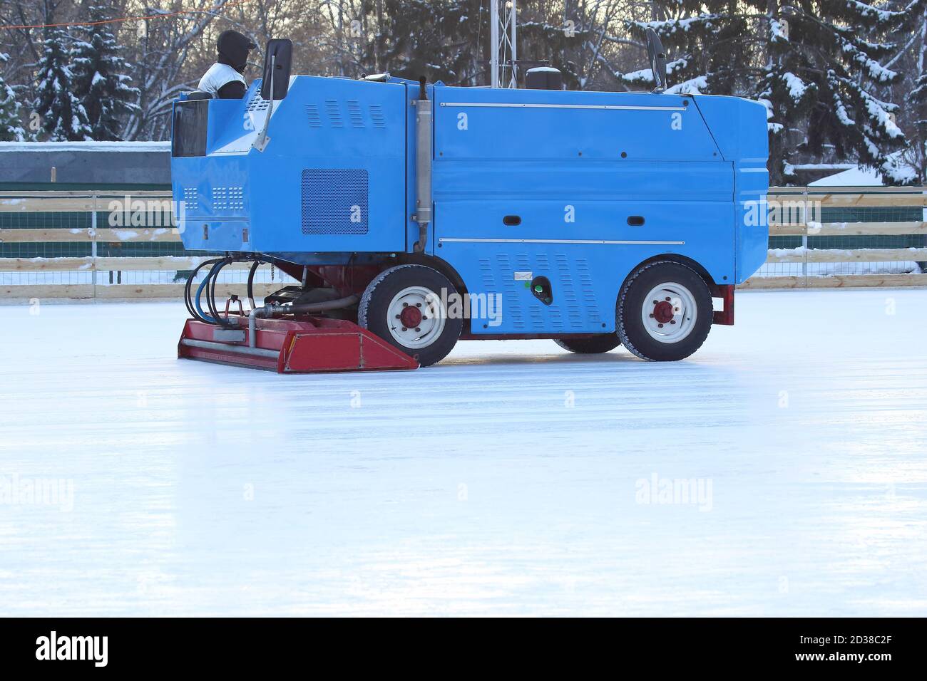 special machine to clean the ice at the skating rink Stock Photo Alamy