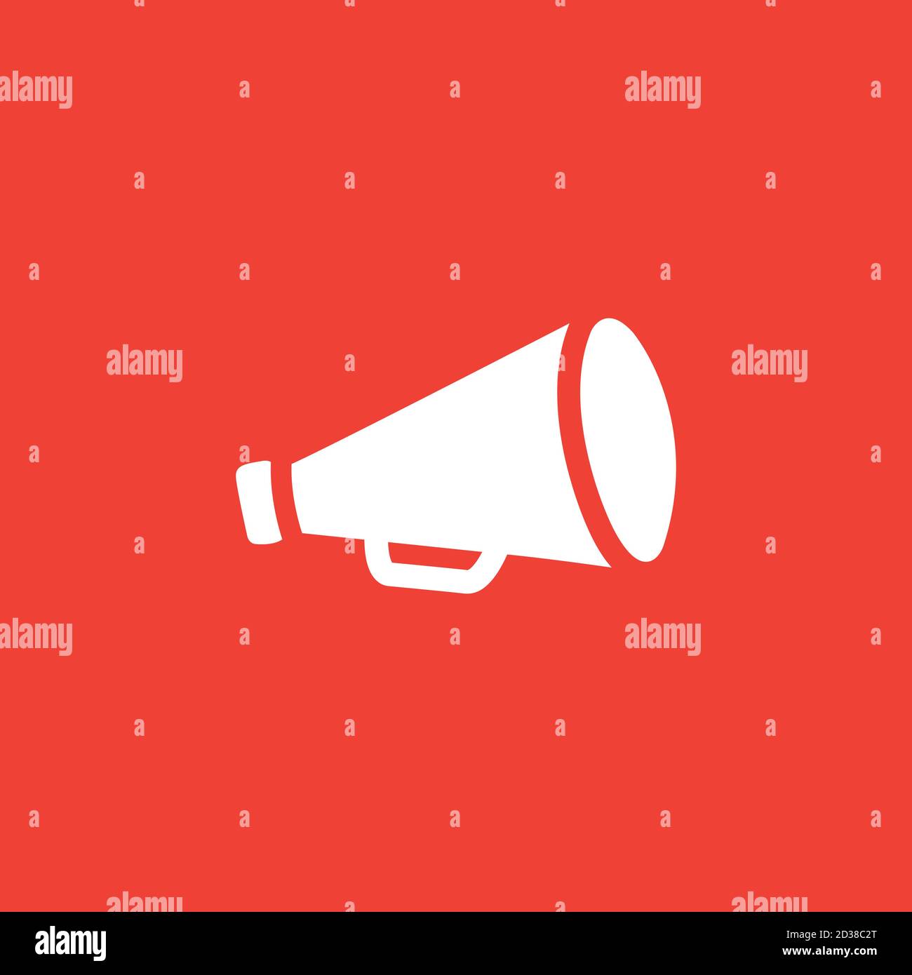 Megaphone Icon On Red Background. Red Flat Style Vector Illustration. Stock Vector