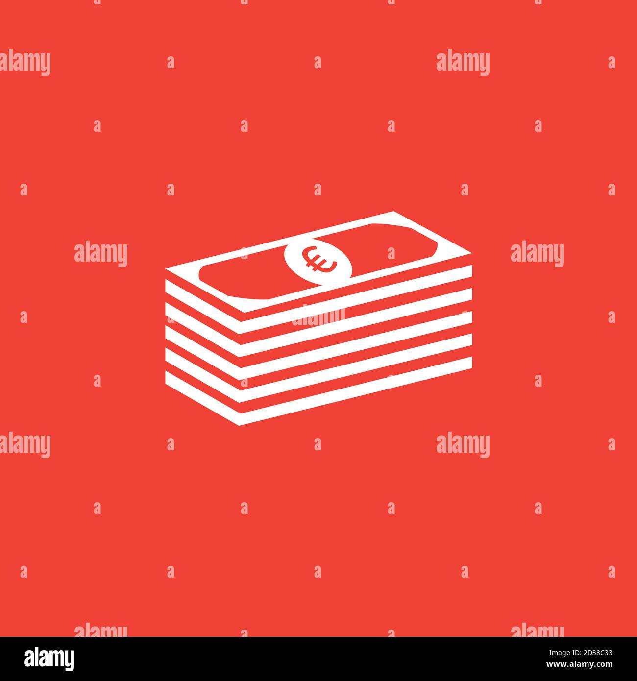 Money Icon On Red Background. Red Flat Style Vector Illustration. Stock Vector