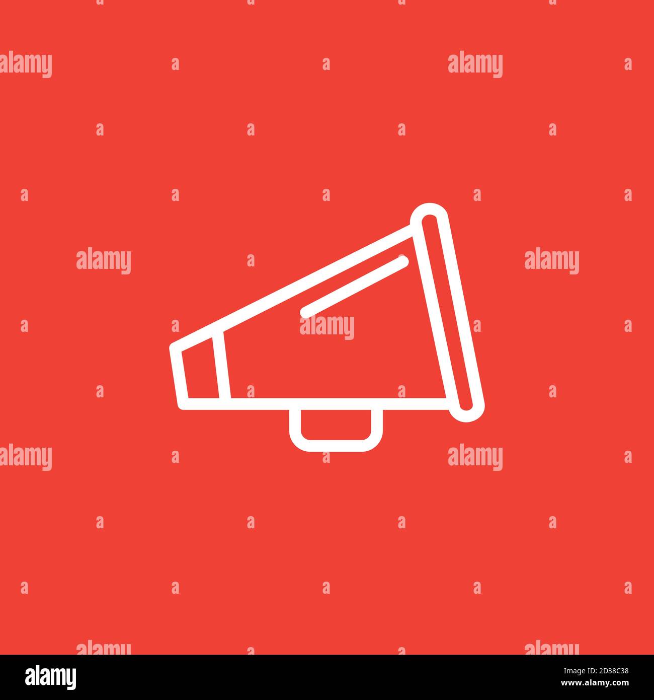 Megaphone Line Icon On Red Background. Red Flat Style Vector Illustration. Stock Vector